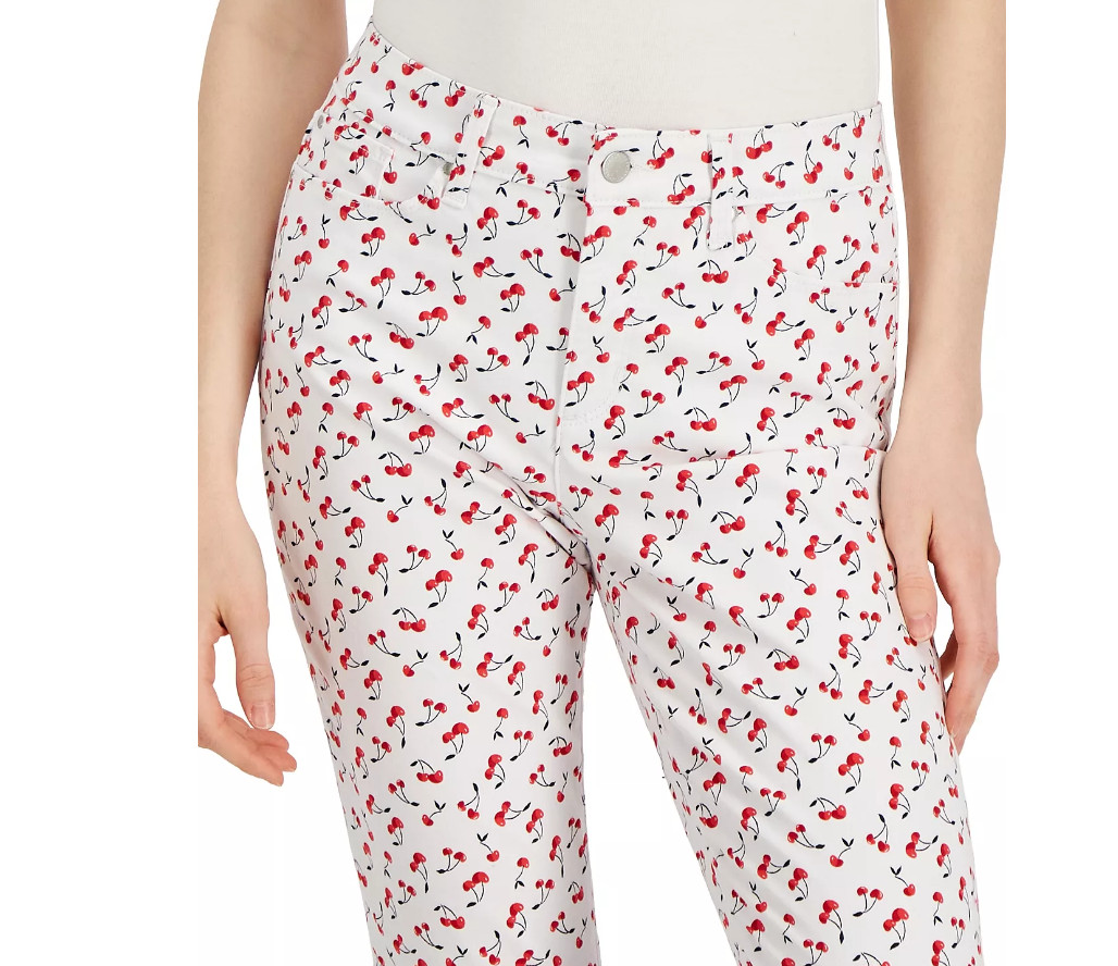 Charter Club Women’s Printed Bristol Capri Jeans 4,6,8,10,12,14,16 White/ Multi