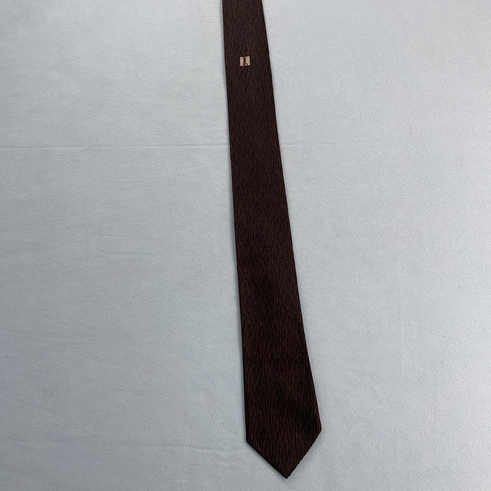 Vtg 50s 60s Tie Beau Brummel Atomic MCM Deco Medallion Brown Slim Necktie 2×53