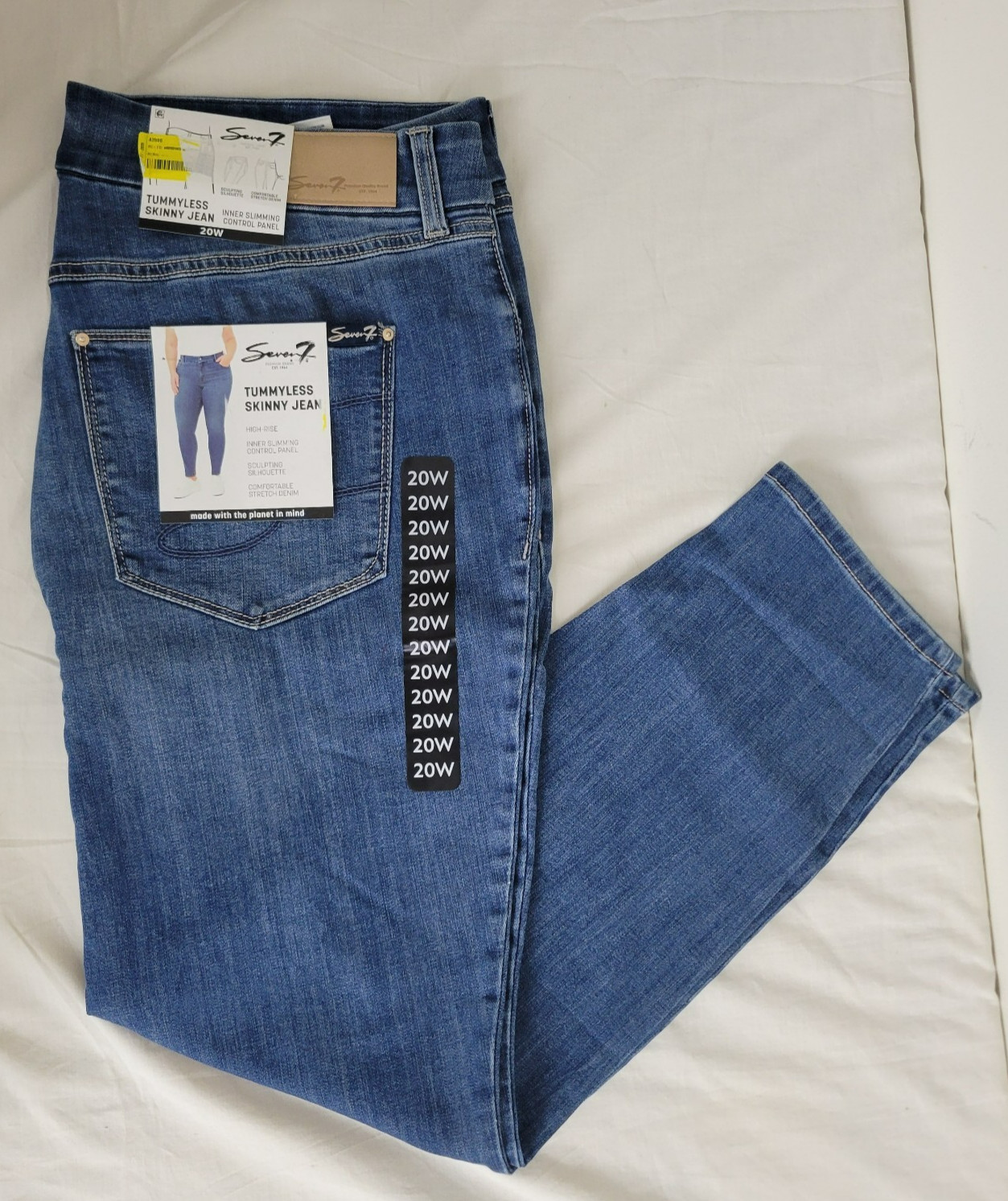 Seven7 Tummyless High Rise Comfy Stretch Skinny Jean Slimming Womens 20W HILO