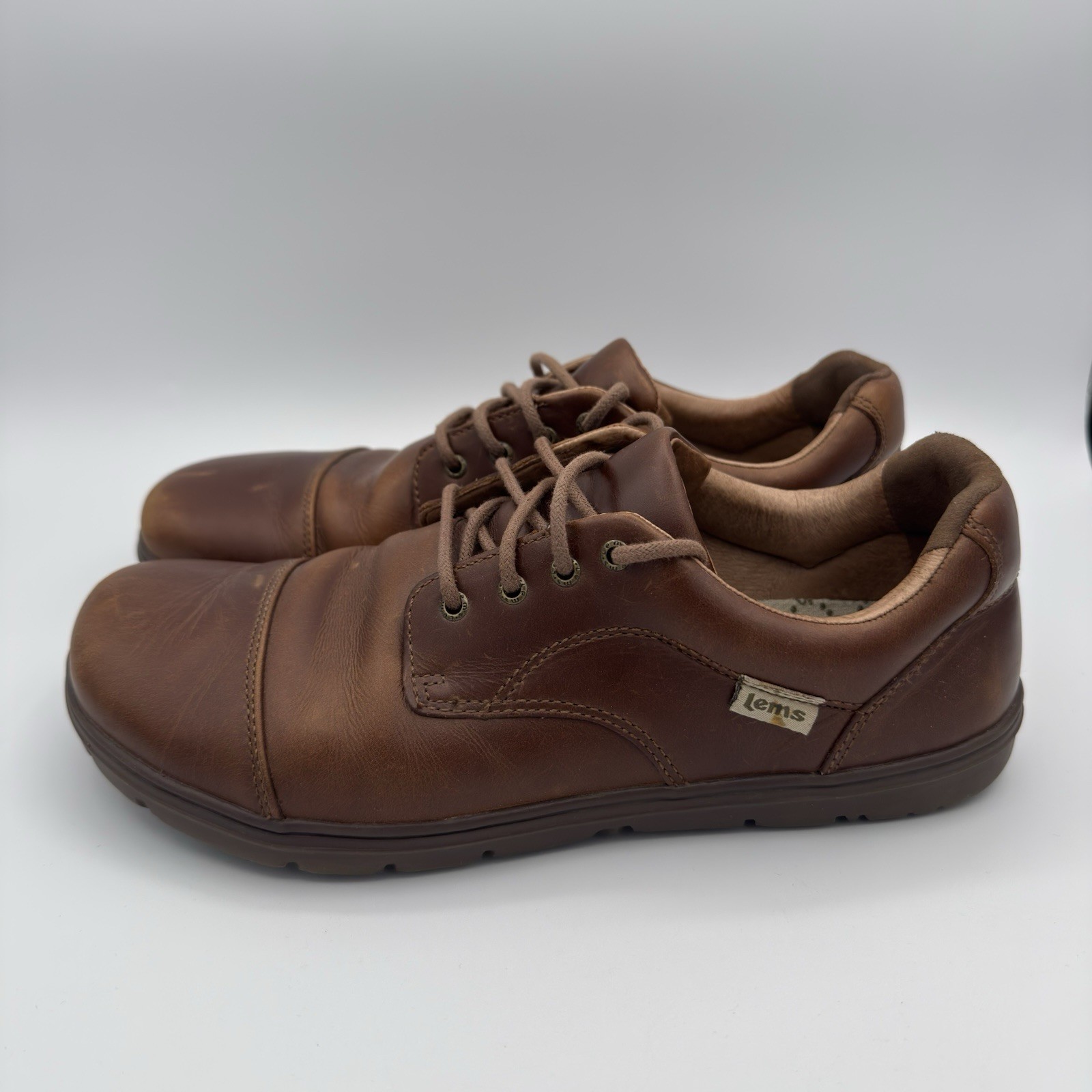 Lems Nine2Five Shoes Men’s 10 Brown Mocha Leather Oxford Barefoot Shoe $160