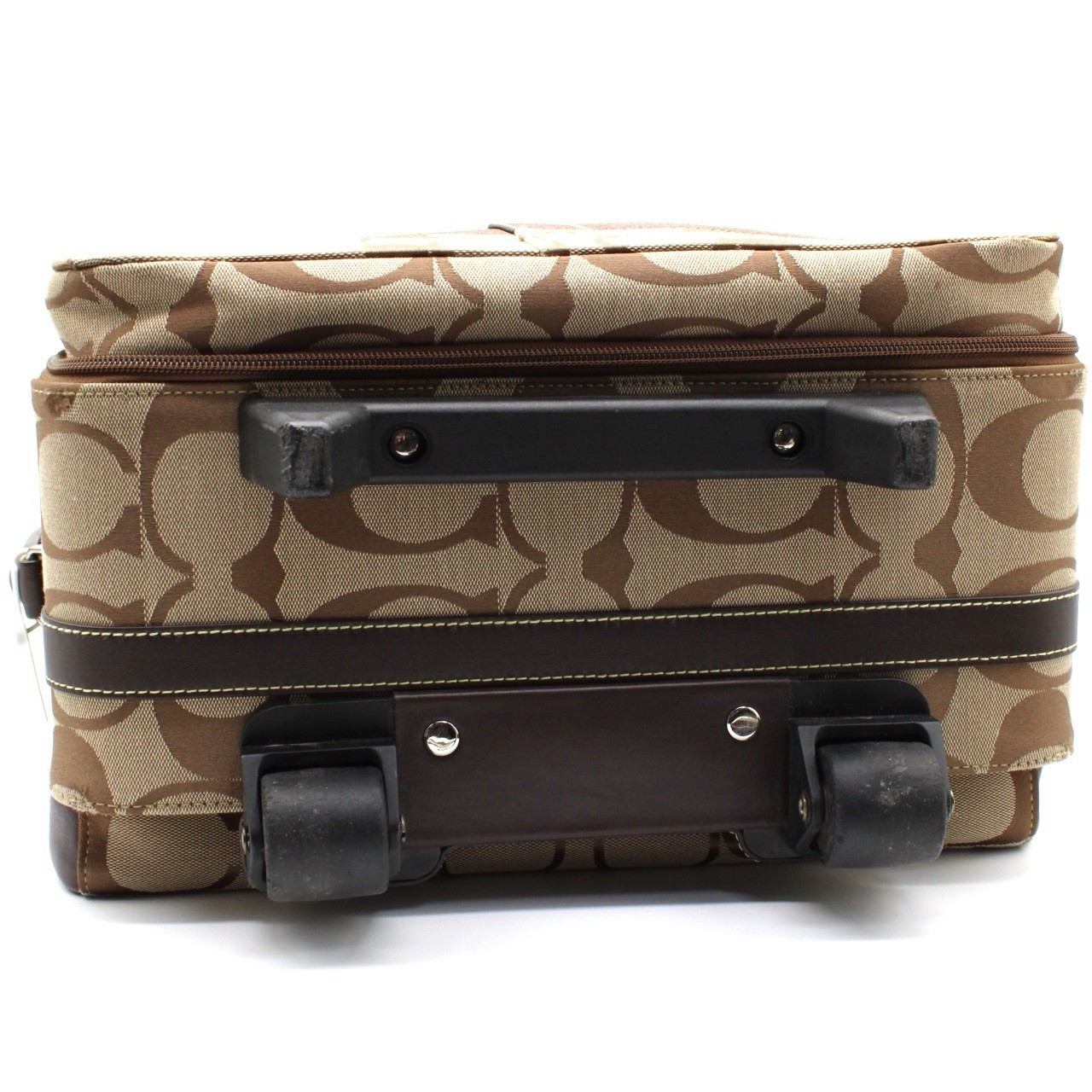 COACH F77180 Signature Canvas Leather Rolling Suitcase Carry On Luggage Brown