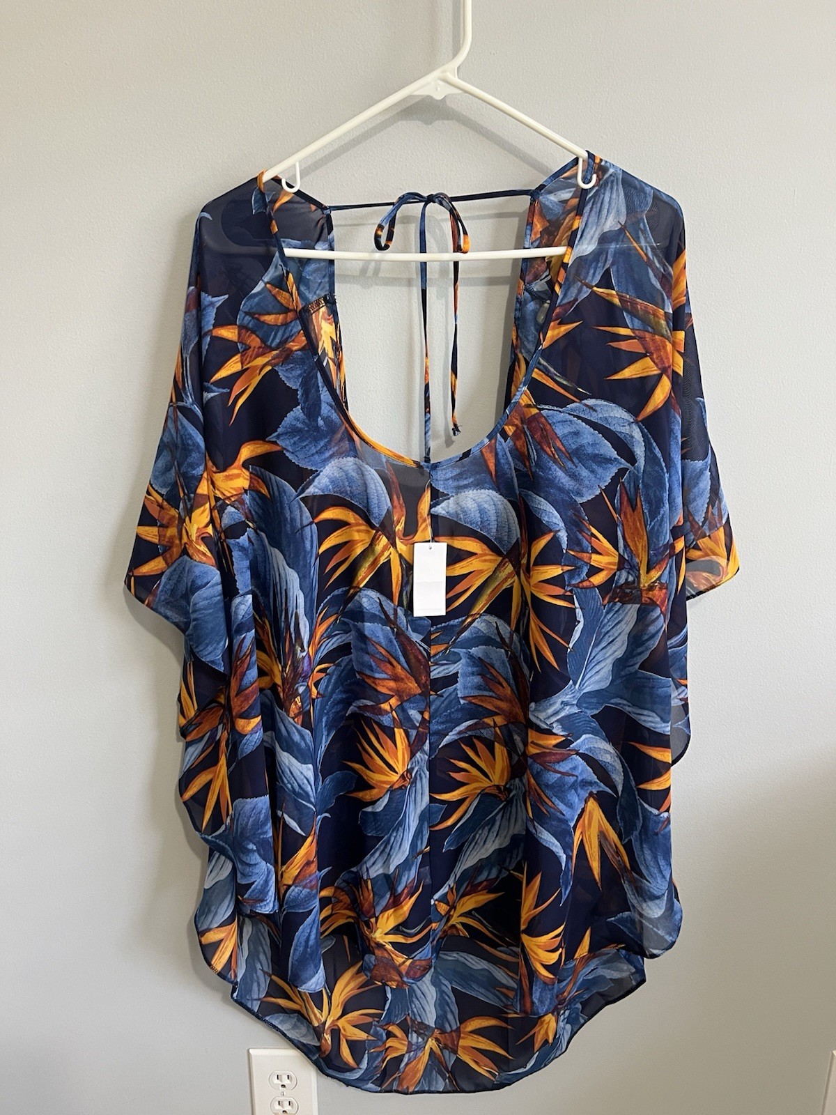Tropical Escape Size XL Multi Floral Beach Coverup Resortwear Swim Vacation Boho