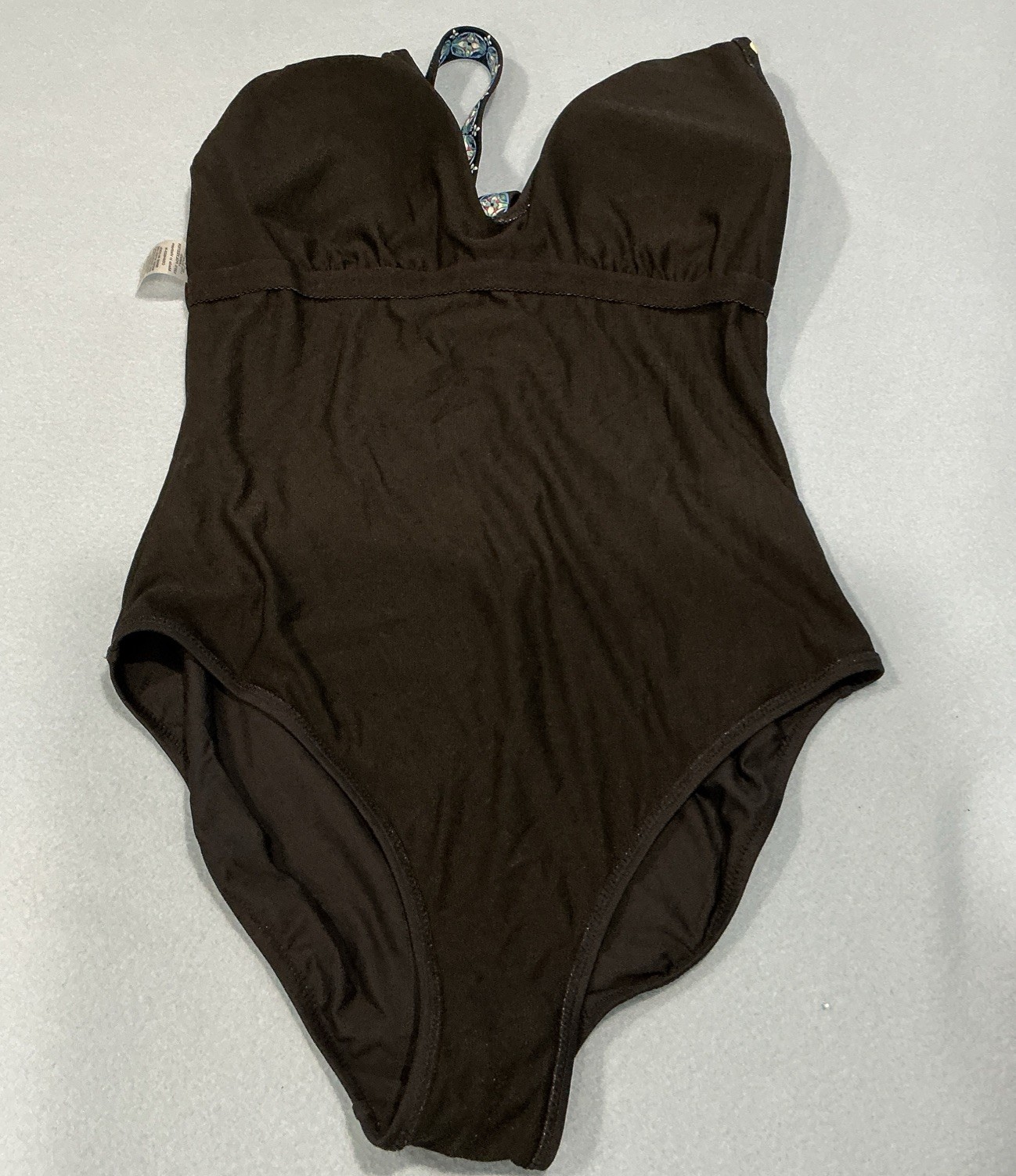 NWT $228 Johnny Was Mirror & Evening Palace Twist 1 Pc Black Floral Swimsuit L