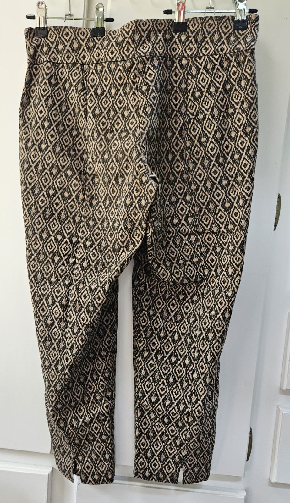 Ruby Rd. Womens Geometric Cropped Pants Stretch Beige Black 10 Petite