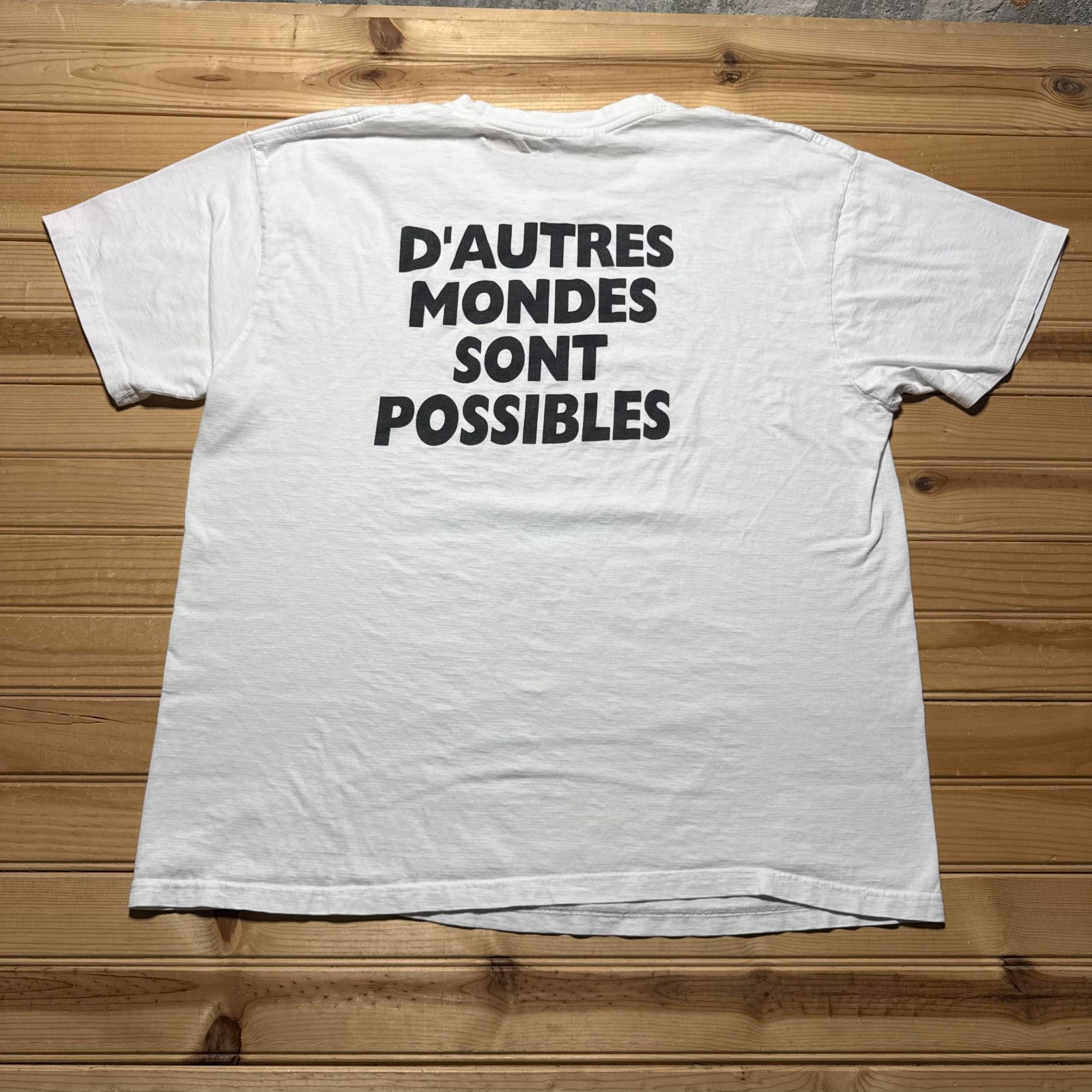 Vintage 2003 Contre Larzac D’Autres Mondes Sont Possibles Protest T-Shirt Large