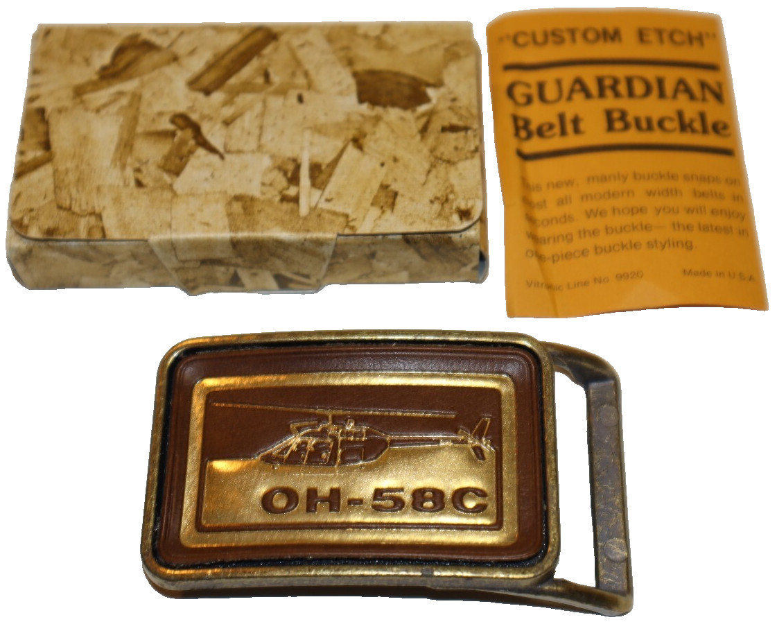 Vintage OH-58C Kiowa Army Helicopter Metal Brass Belt Buckle New in Box NEW NIB