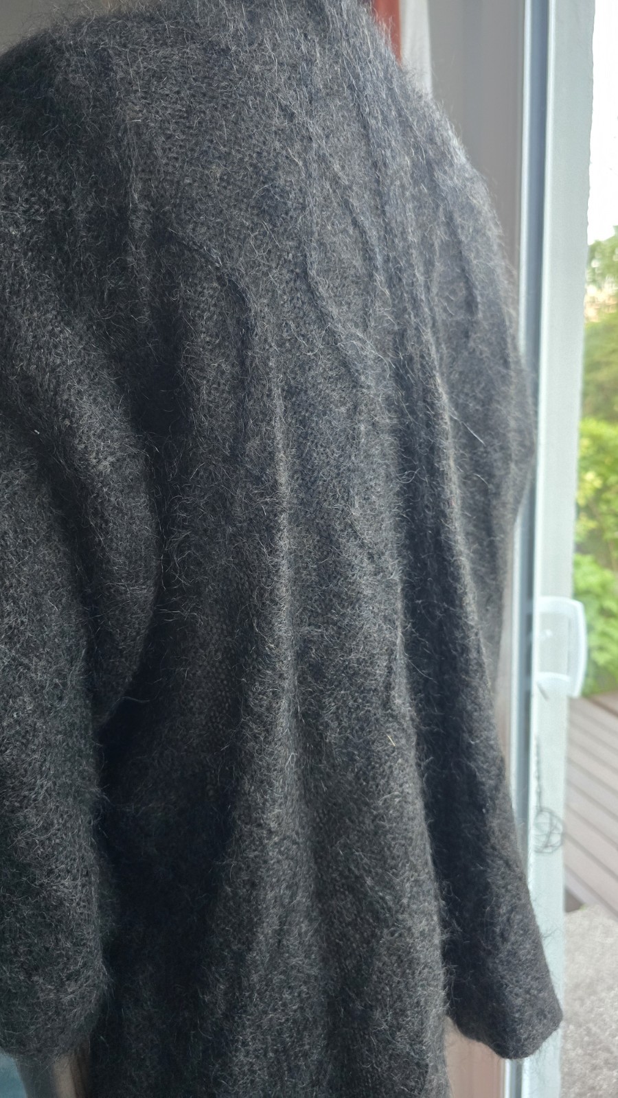 Brora Kid Mohair Charcoal Cape Cardigan 12-14 Fluffy Arty Relaxed