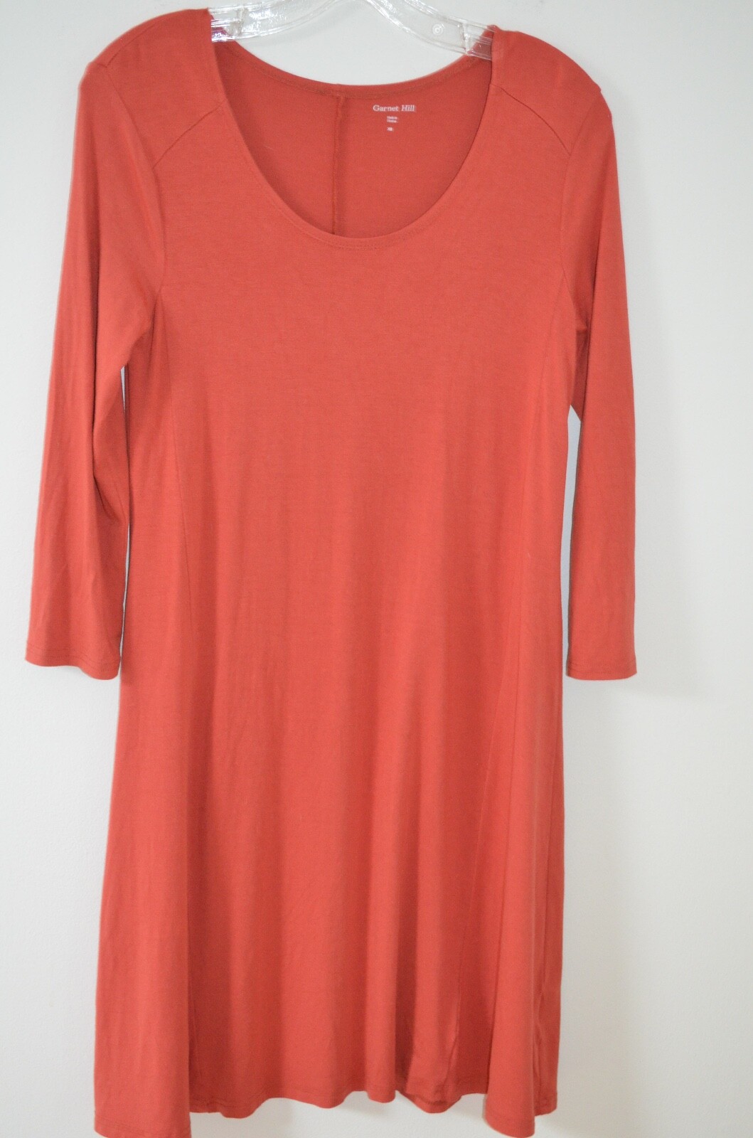 Garnet Hill Burnt Orange Scoop Neck 95% Viscose/5% Spandex Swing Dress Size XS