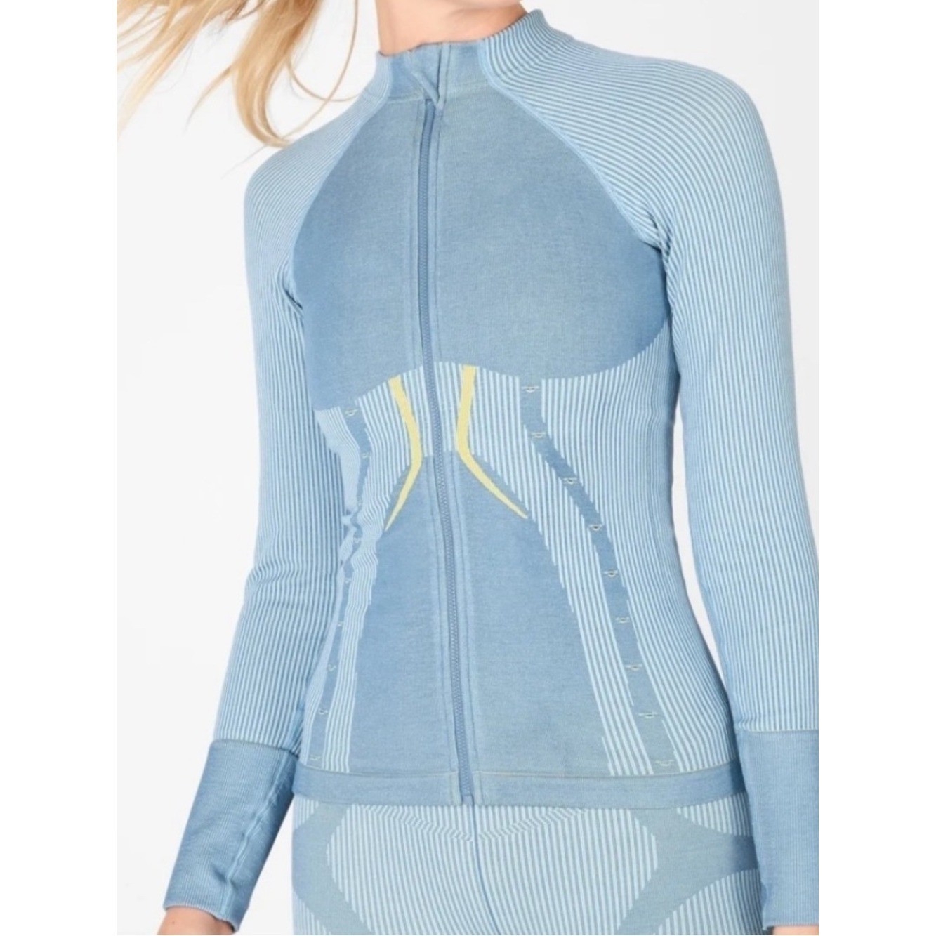 Fabletics Womens Cassidy Seamless Zip Front Jacket Blue Athletic Jacket XS