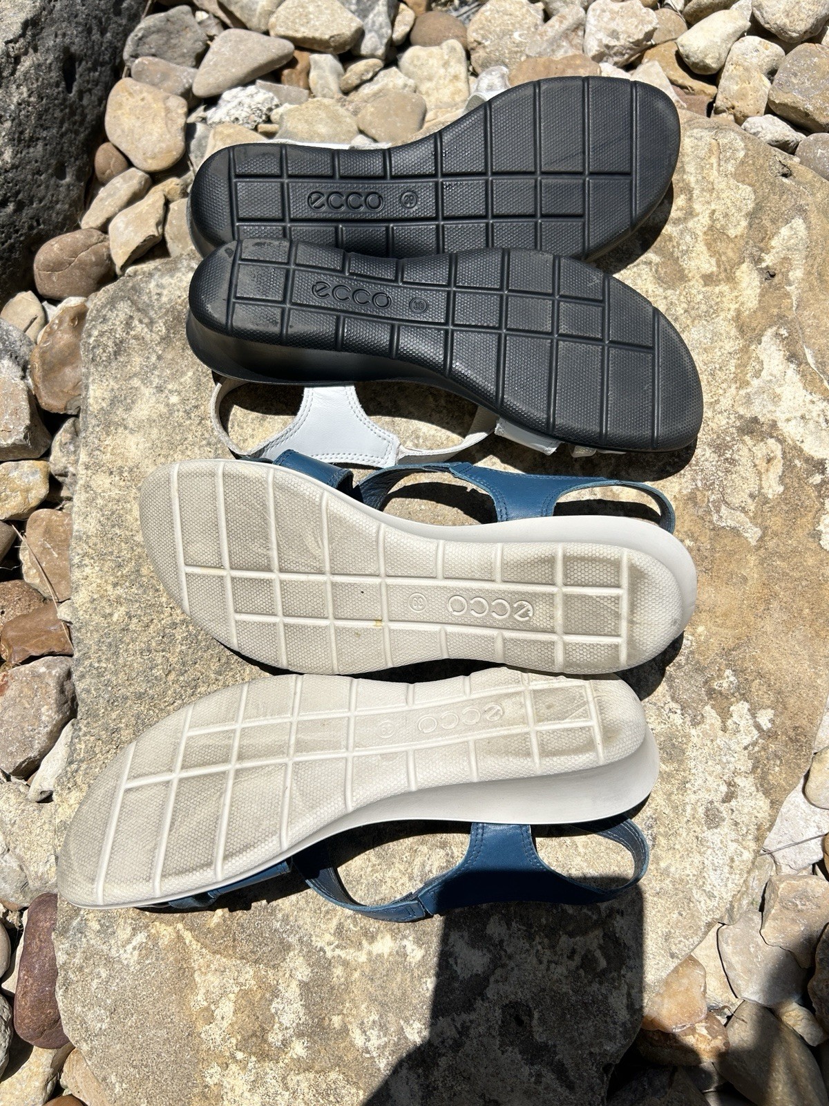 ECCO 2 Pair of Felicia Slingback Leather Sandals Blue and White Size EU 39 US 8