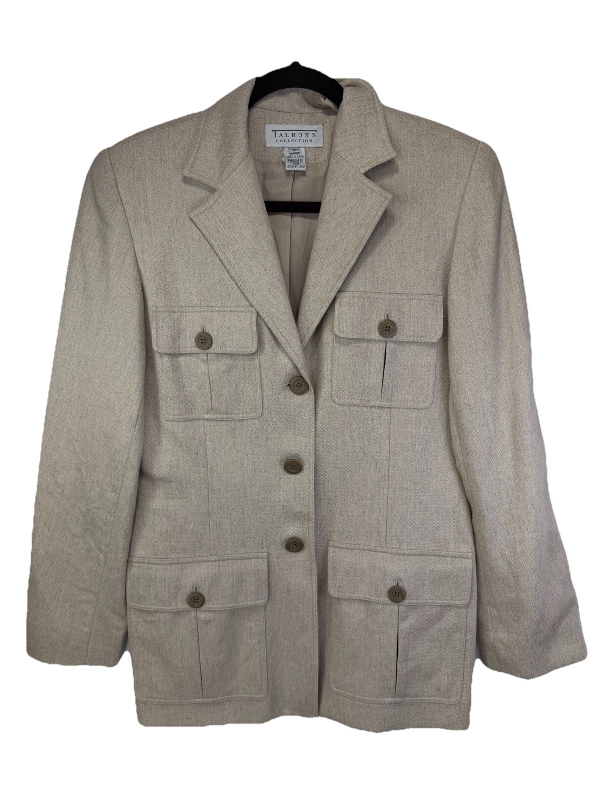 NWT Talbots Collection Beige Linen Blend Safari Style Jacket Size 6 MSRP $ 208