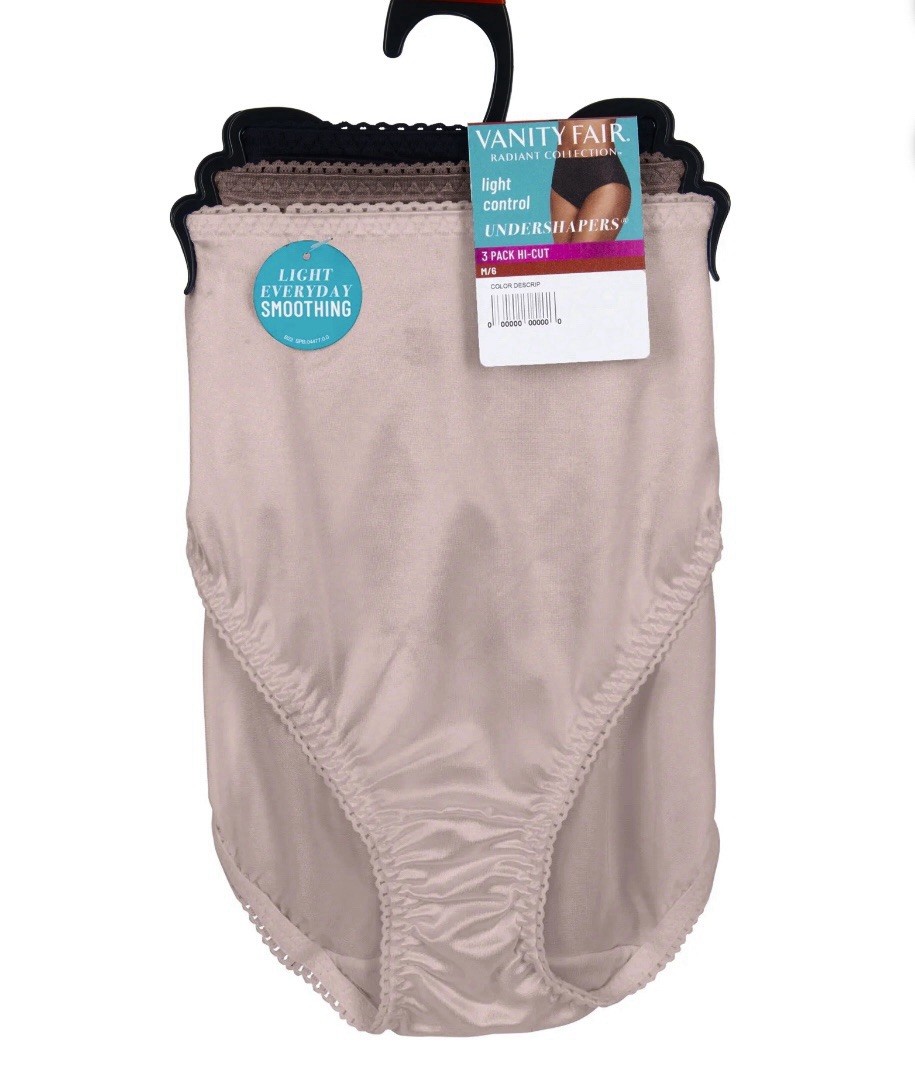 3-Pack VANITY FAIR Radiant Women’s Size 5XL/12 Undershapers Hi-Cut Satin Briefs