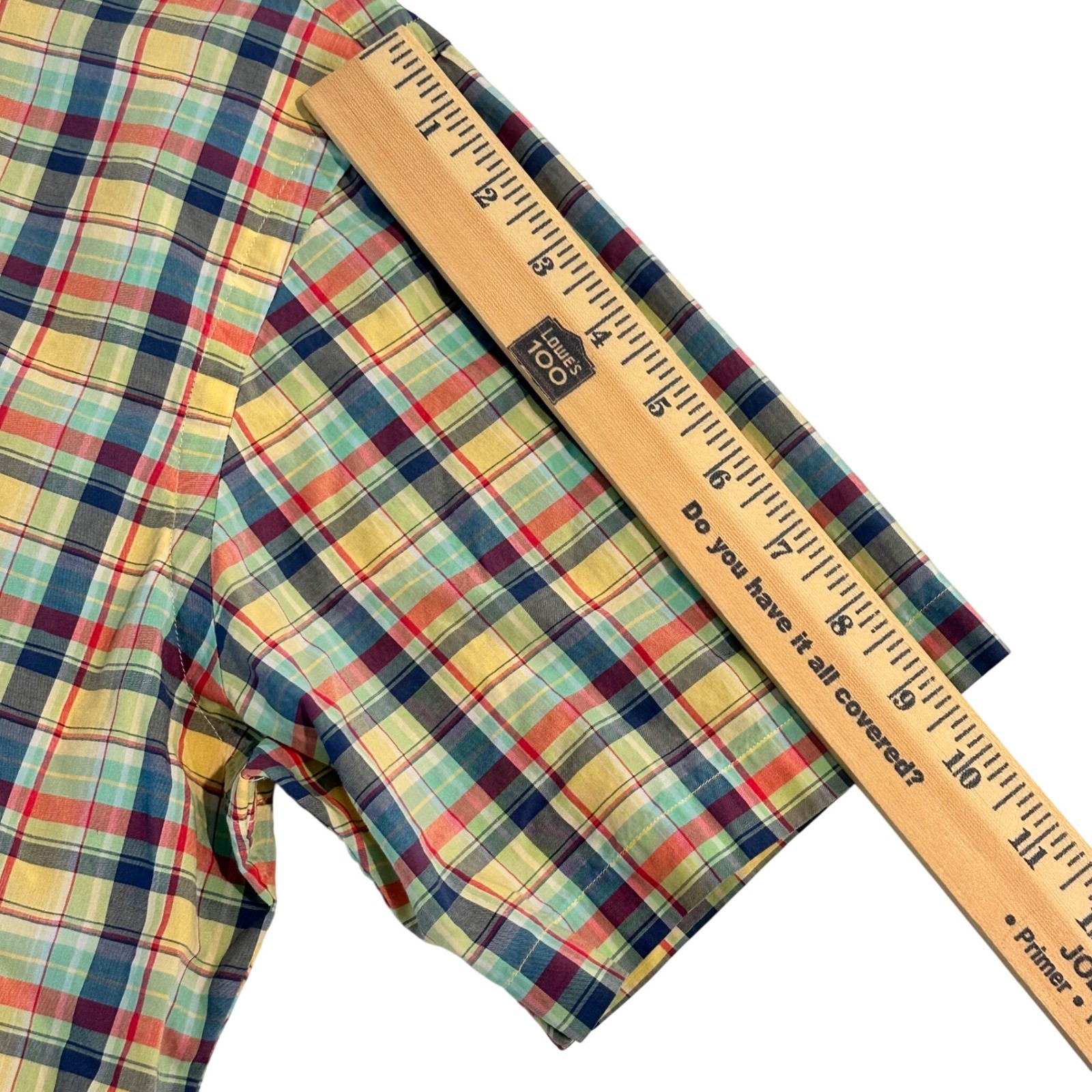 Ralph Lauren Men’s Small Short Sleeve Plaid Button Down Shirt Custom Fit Yellow