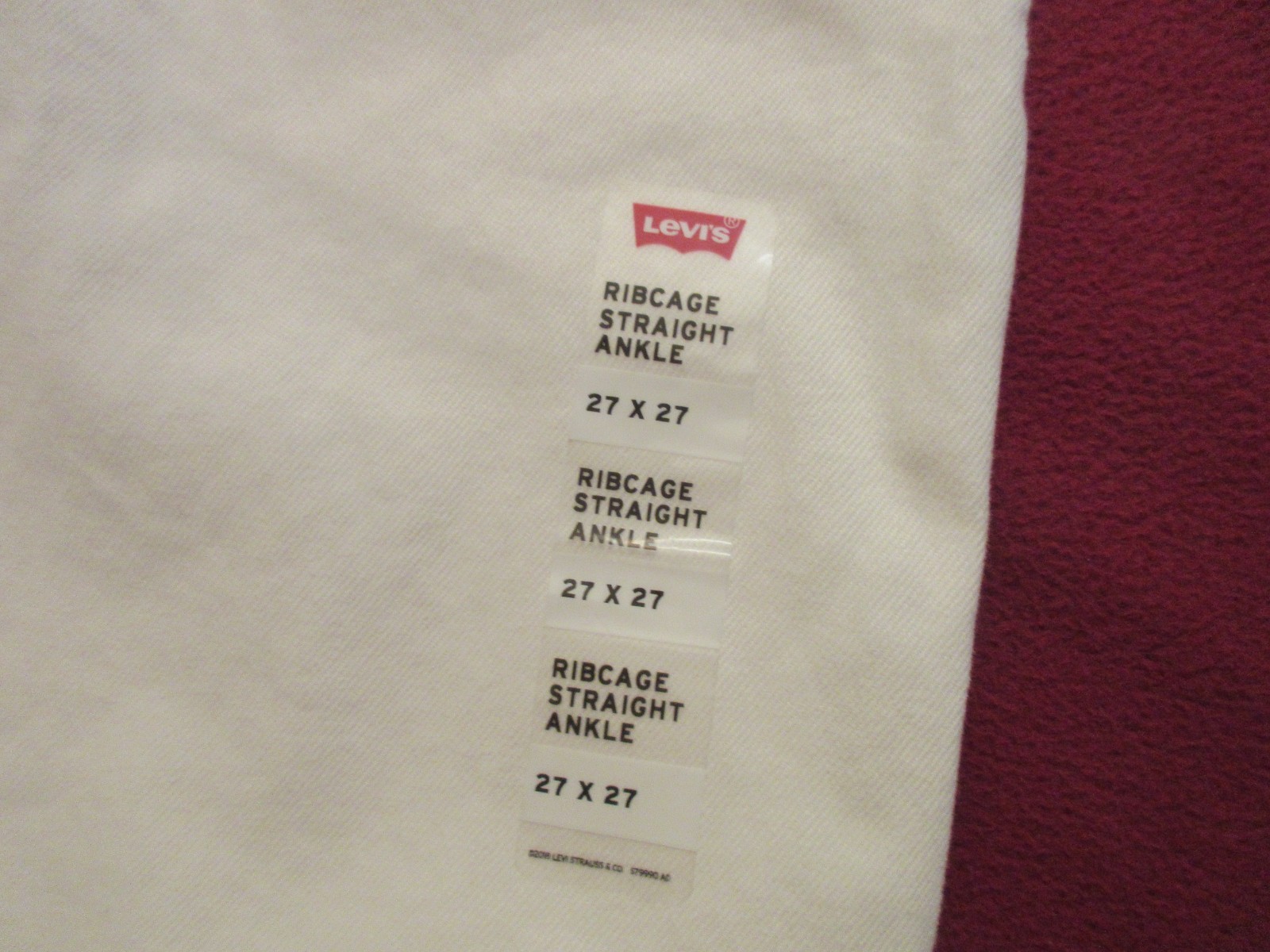 Levis Jeans Women White Denim Ribcage Straight Ankle 27”x27” New w/TGS