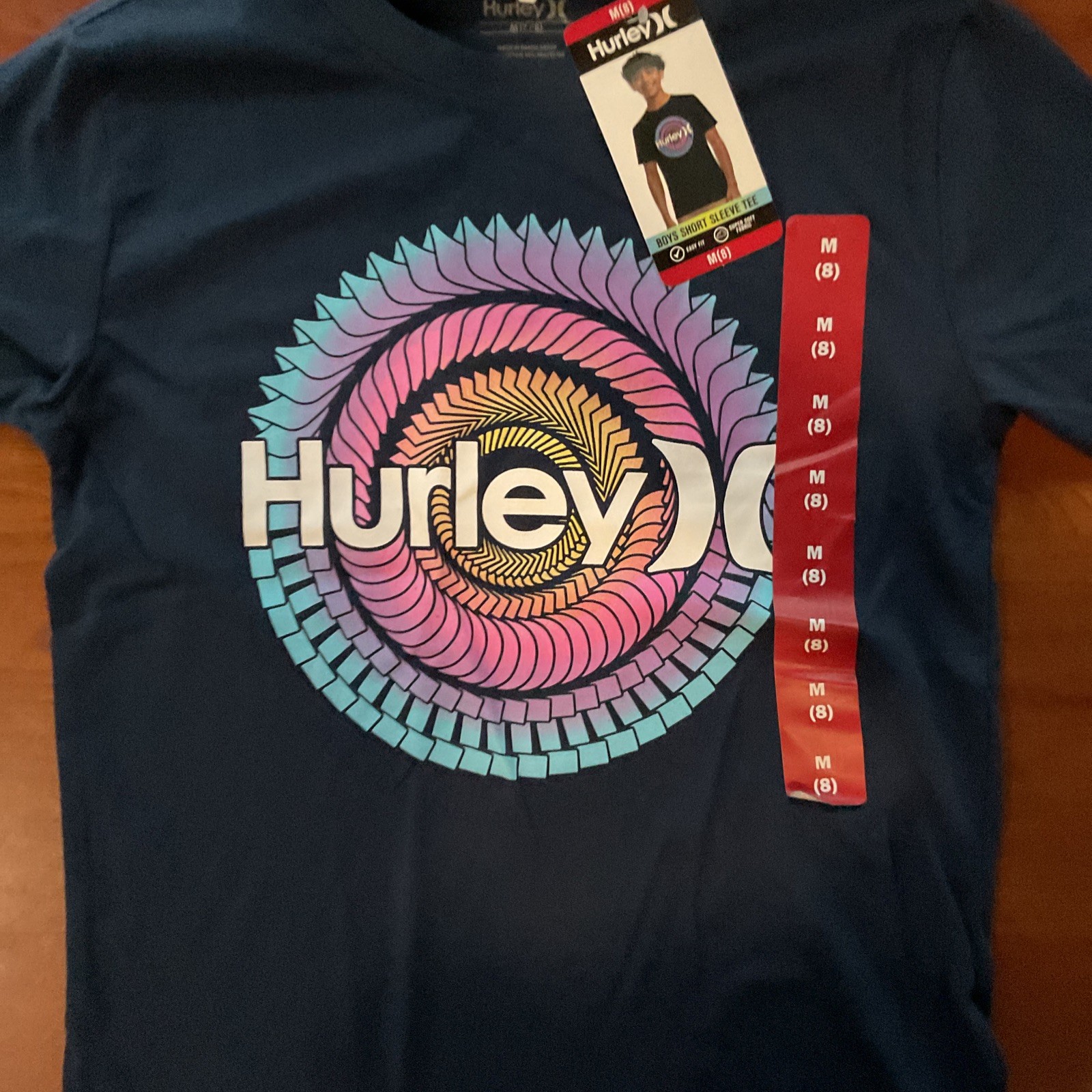 Hurley Boys Short Sleeve Easy Fit Soft Blue Graphic Tee Size 8