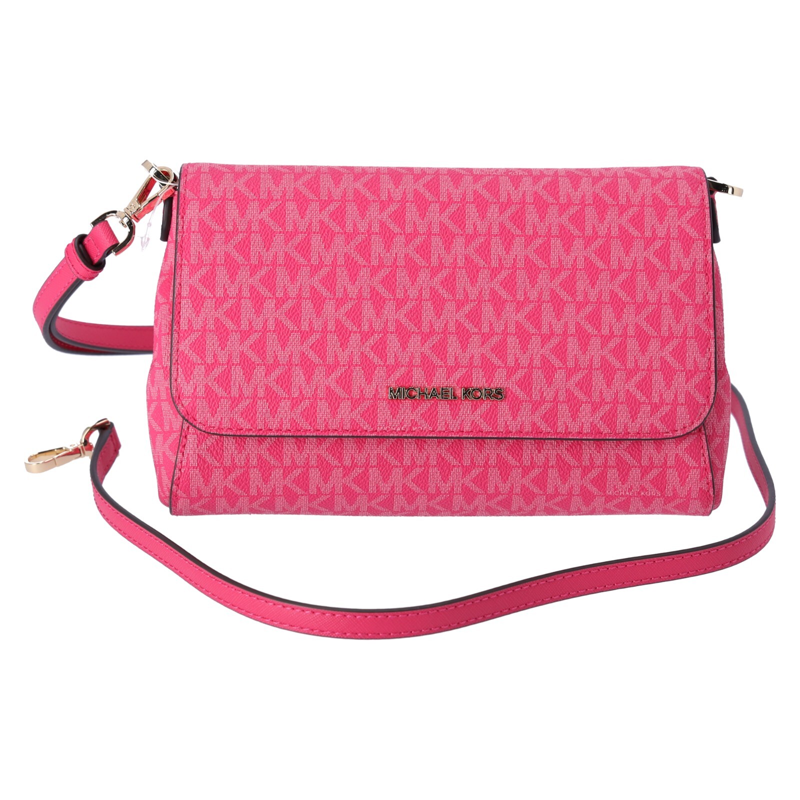Michael Kors Jet Set Medium Convertible Pouchette Crossbody Electric Pink MK