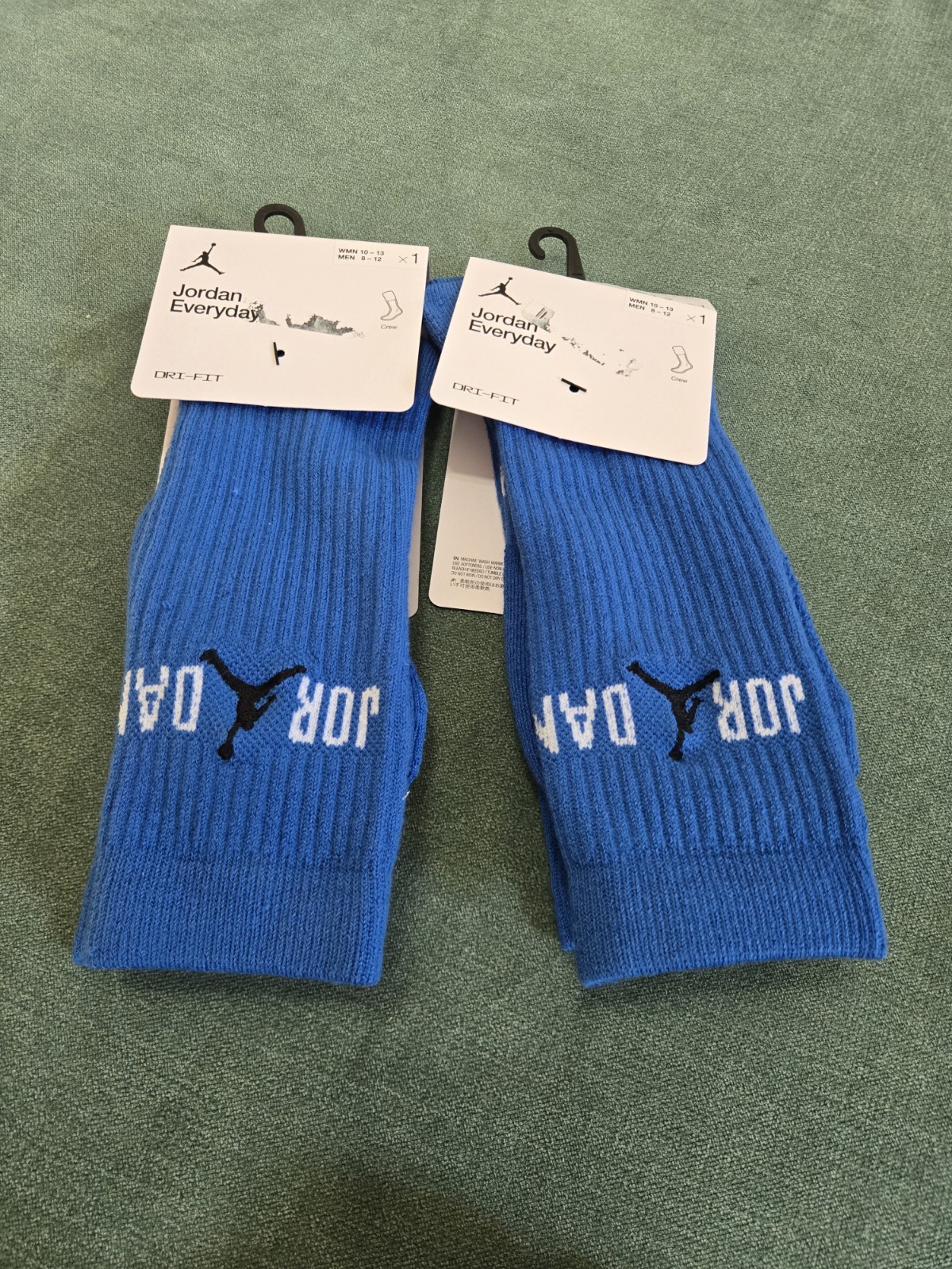 Jordan Everyday Retro Crew Socks Blue / White – Size L (8-12) NWT *2 Pairs*