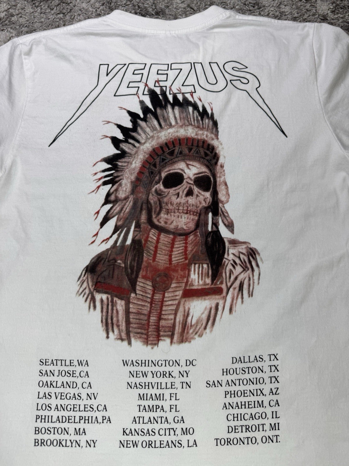 Kanye West Yeezus Tour T Shirt Mens Large White Skull Graphic Rap Hip Hop