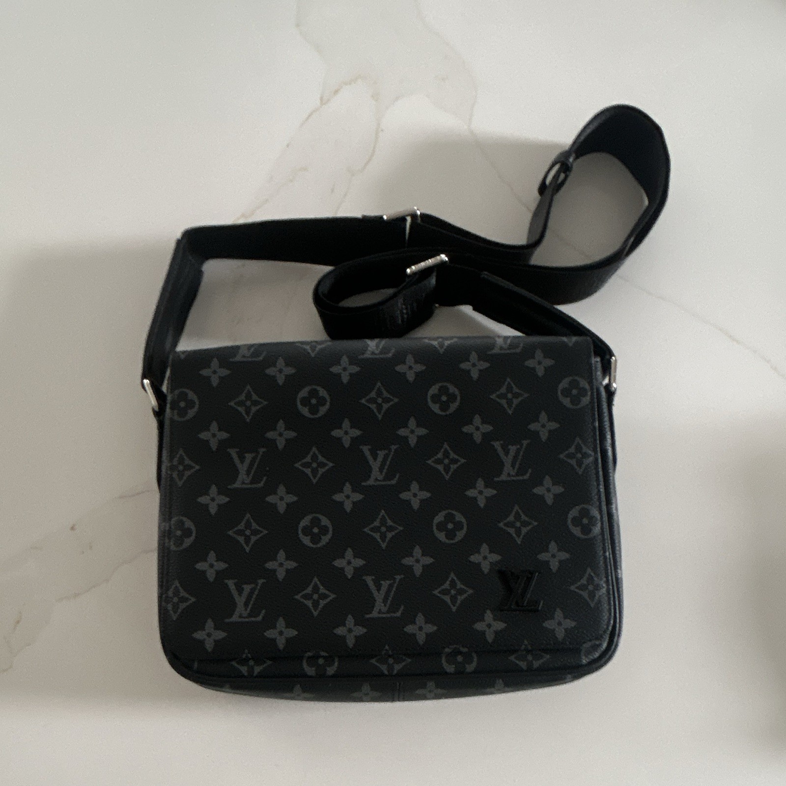 Louis Vuitton District PM Messenger Bag Monogram Eclipse Black Gray Crossbody