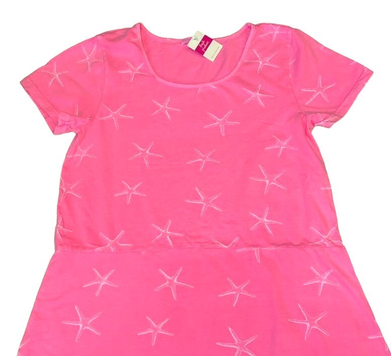 FRESH PRODUCE Medium Cosmos Pink $75 Starfish Sadie Jersey Cotton Dress NWT M