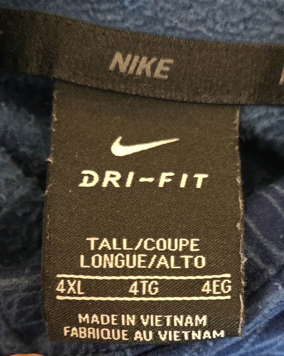 NIKE Dri Fit Hoodie Blue Mens Big and Tall Size 4XLT
