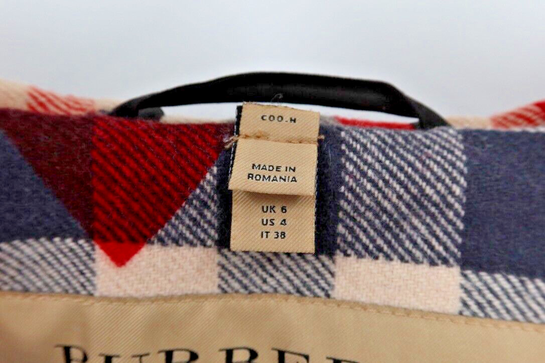 Burberry Women Size 4 (UK 6) Brown Baysbrooke Wool Check & Hearts Duffle Coat