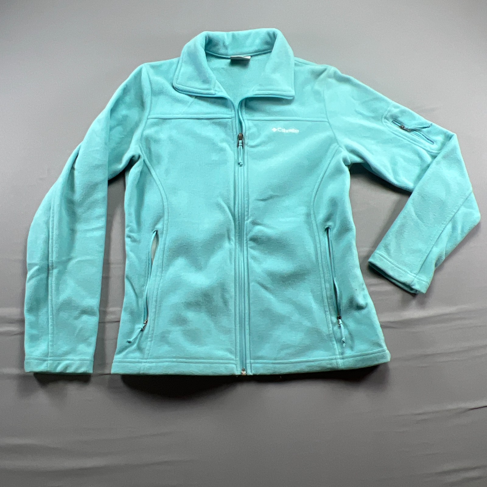 Columbia Fast Trek II Fleece Jacket Womens S Turquoise Hiking Camping Full Zip