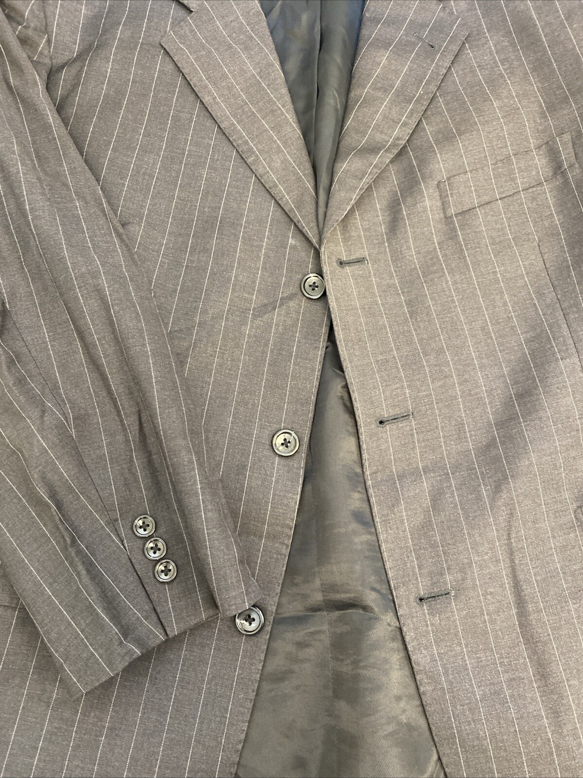 Baroni Men’s Dark Gray Striped Super 150’s Wool Blazer 46S $495 Three Button
