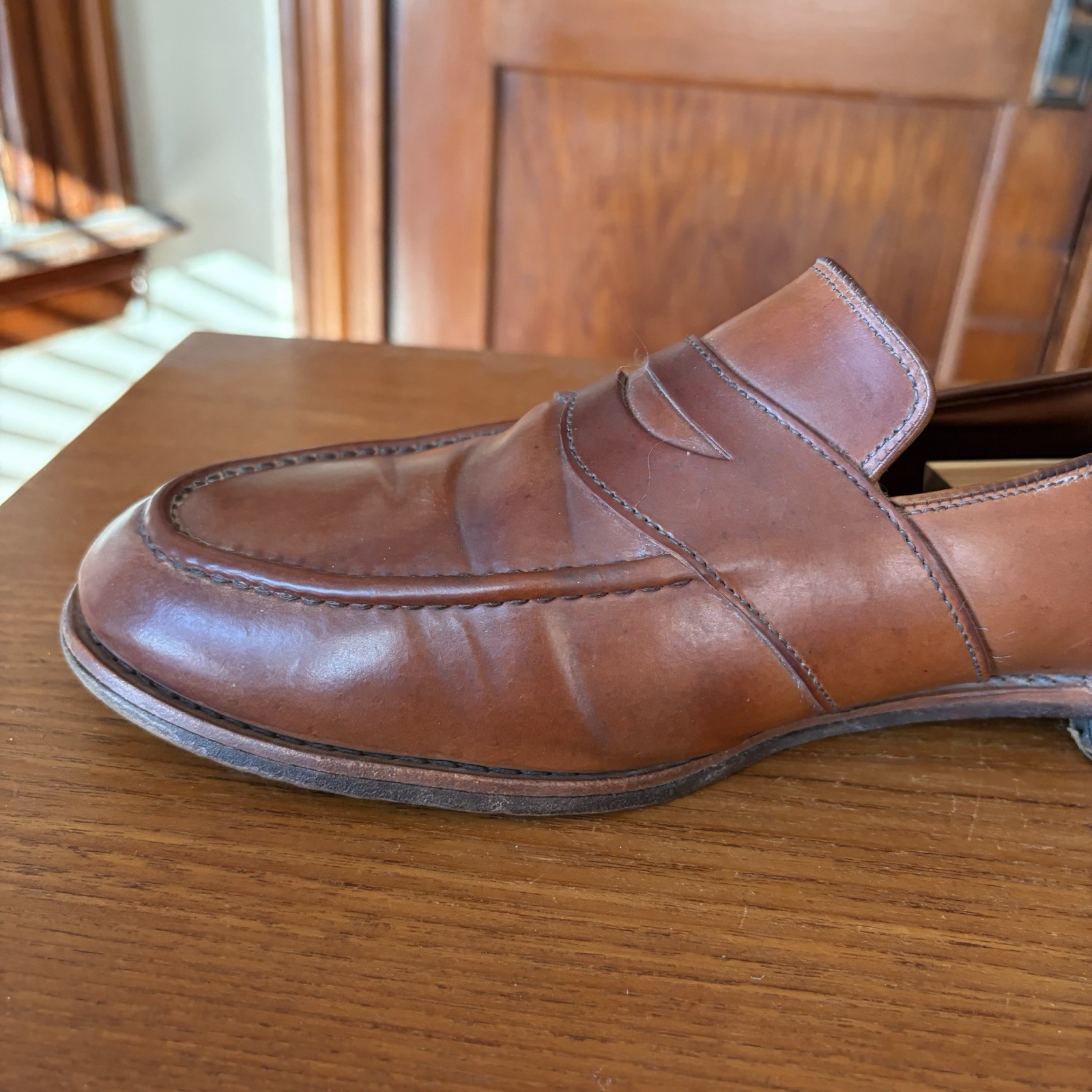 ALLEN EDMONDS 13EEE NATURAL SHELL CORDOVAN RANDOLPH LOAFERS SHOES 13 3E