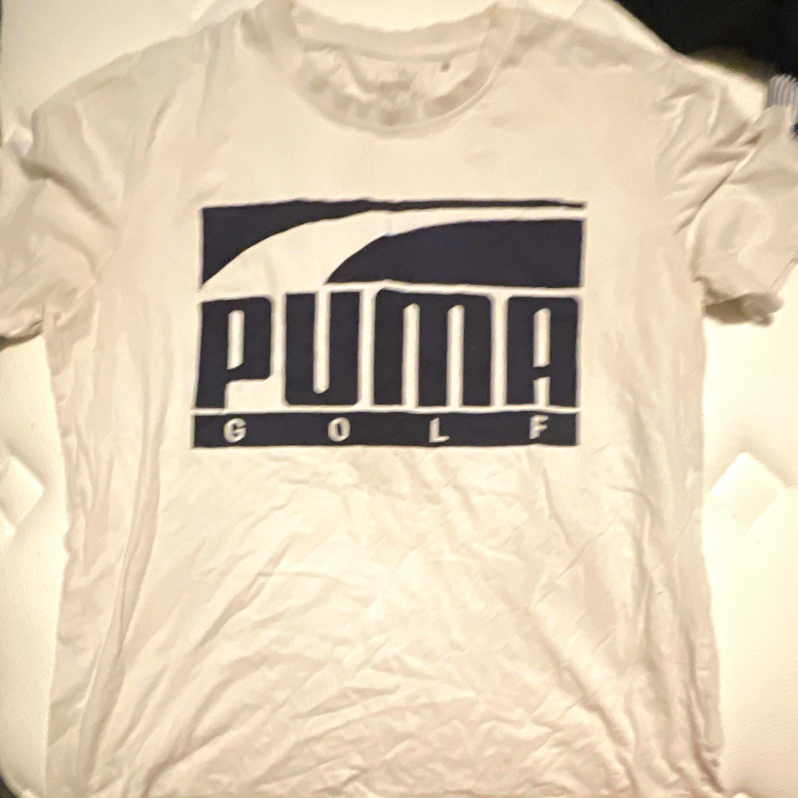 PUMA Golf Men’s White Logo Graphic Print Crew Neck Short Sleeve Tee, L