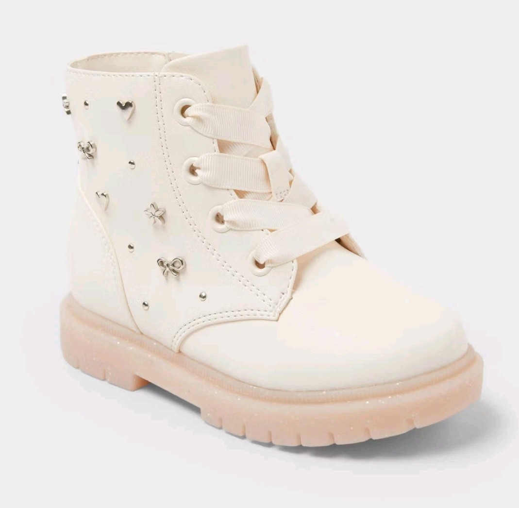Toddler Amaya Lace-Up Combat Boots – Cat & Jack White Pink
