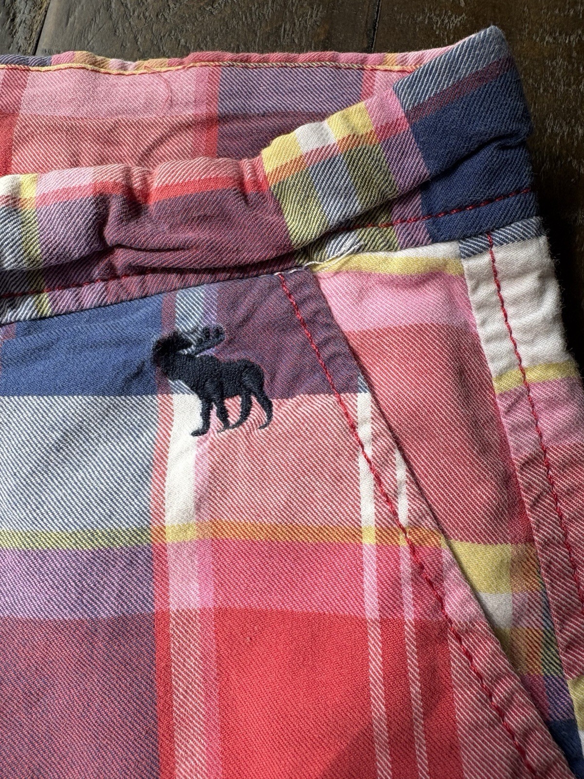 Y2K Abercrombie & Fitch Men’s Plaid Chino Shorts Cotton Twill Pockets Pink