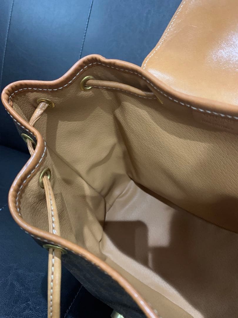 CELINE Macadam Triomphe Perforated Backpack Auth Brown Camel Leather Mini bag