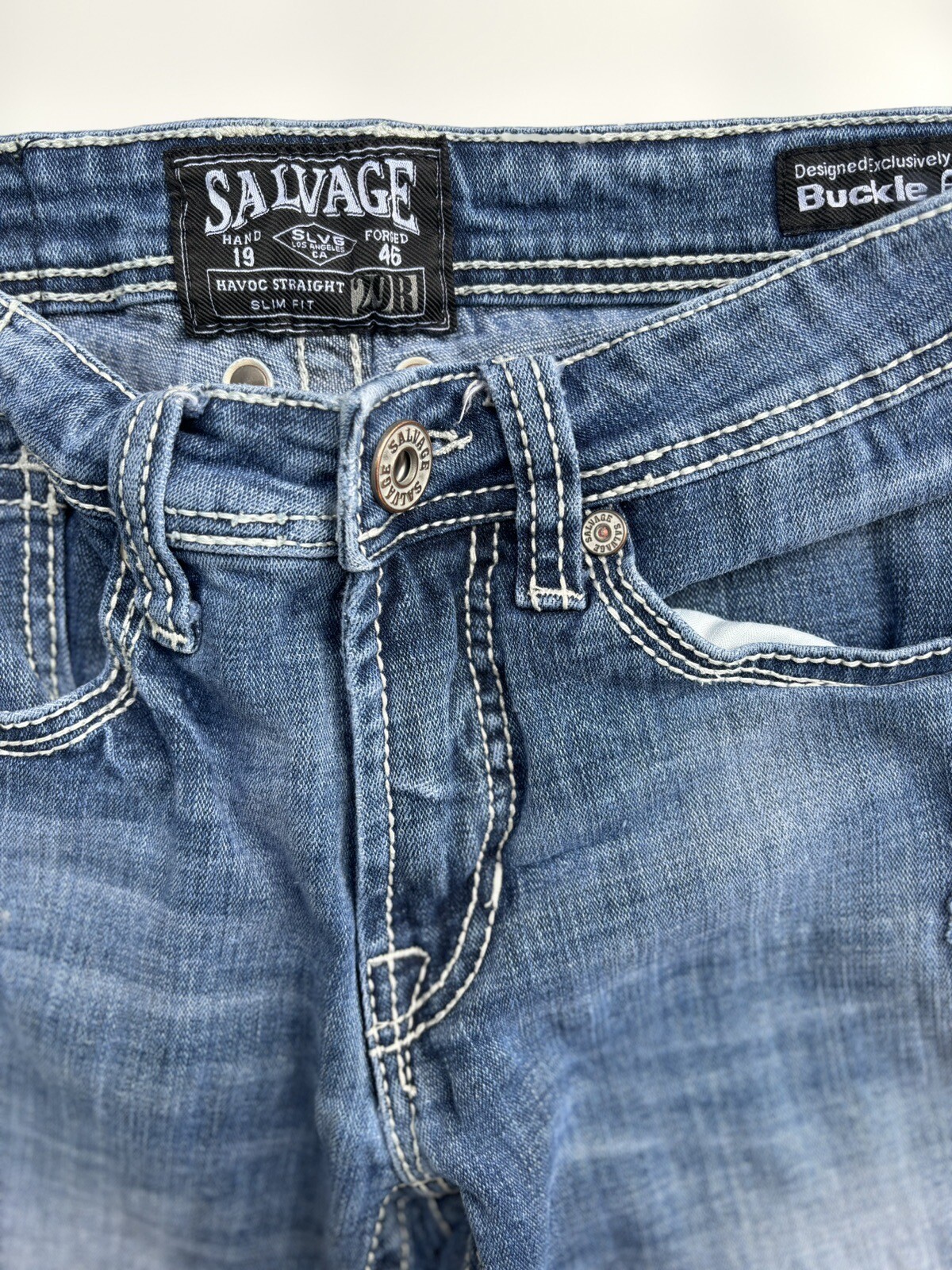 Salvage For Buckle Havoc Distressed Slim Fit Straight Jeans Men’s Sz 29R BKE