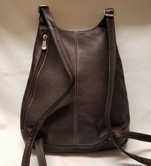 Vintage Le Donne Brown Leather Slim Backpack 9×12 EUC