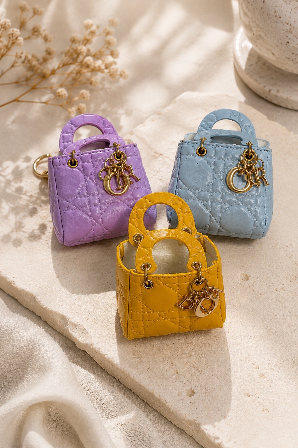 3PCS Mini Tote Bag Keychain Accessories DIY Charm Bundle