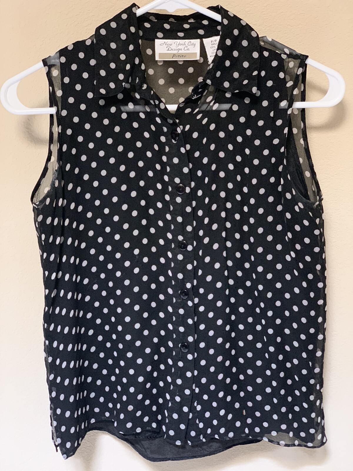 New York City Design Co Size P 100% Silk Women’s Petite Blouse Tank Top Black