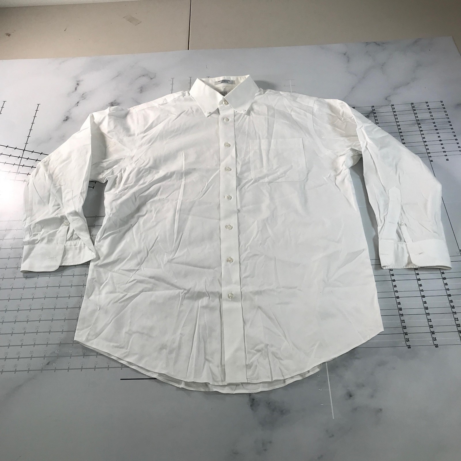 Enro Dress Shirt Mens 16 White Non-Iron Cotton Long Sleeve Point Collar 32/33