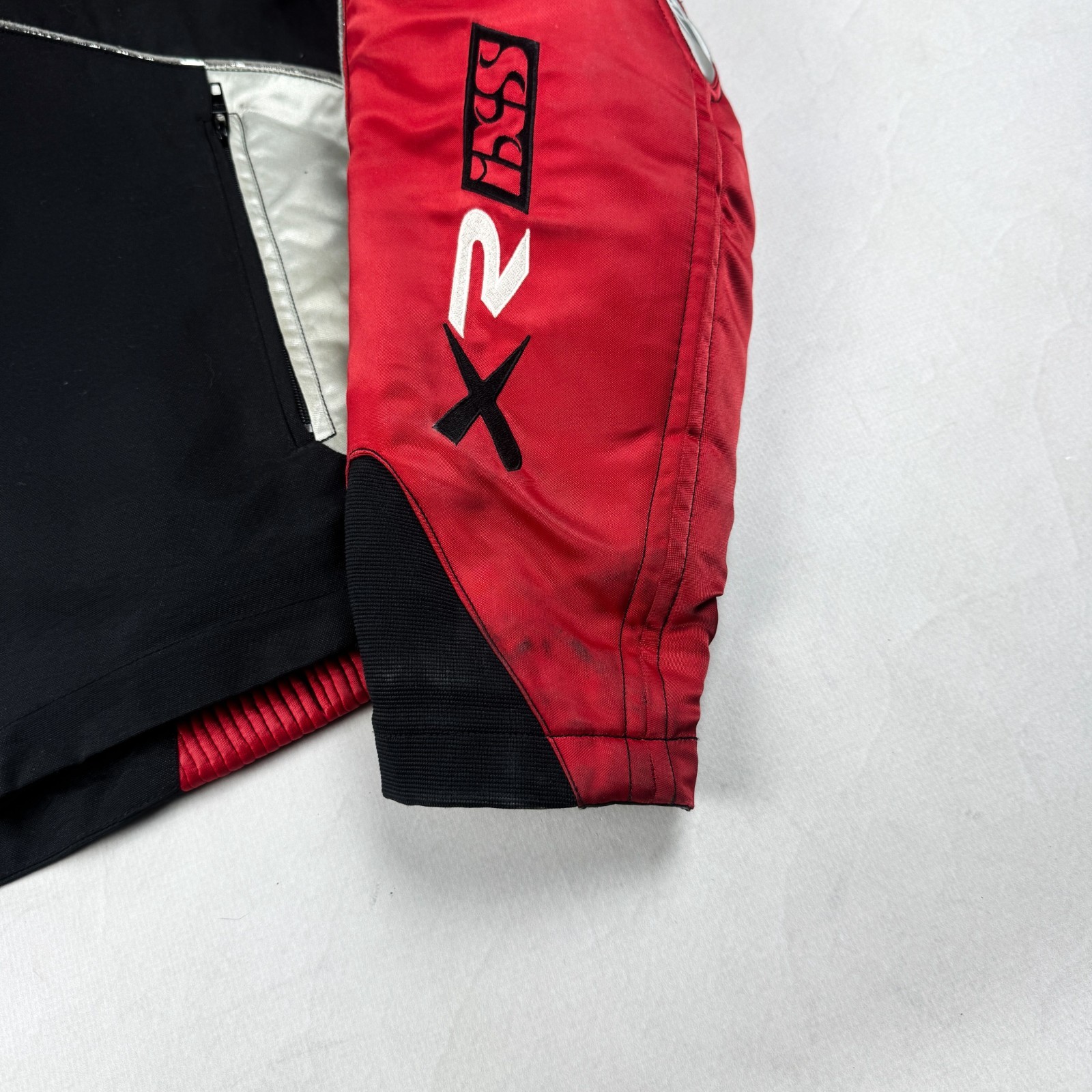 Mens Vintage IXS Racing Motorcycle Jacket Red Black Moto Biker Padded Y2K Racing