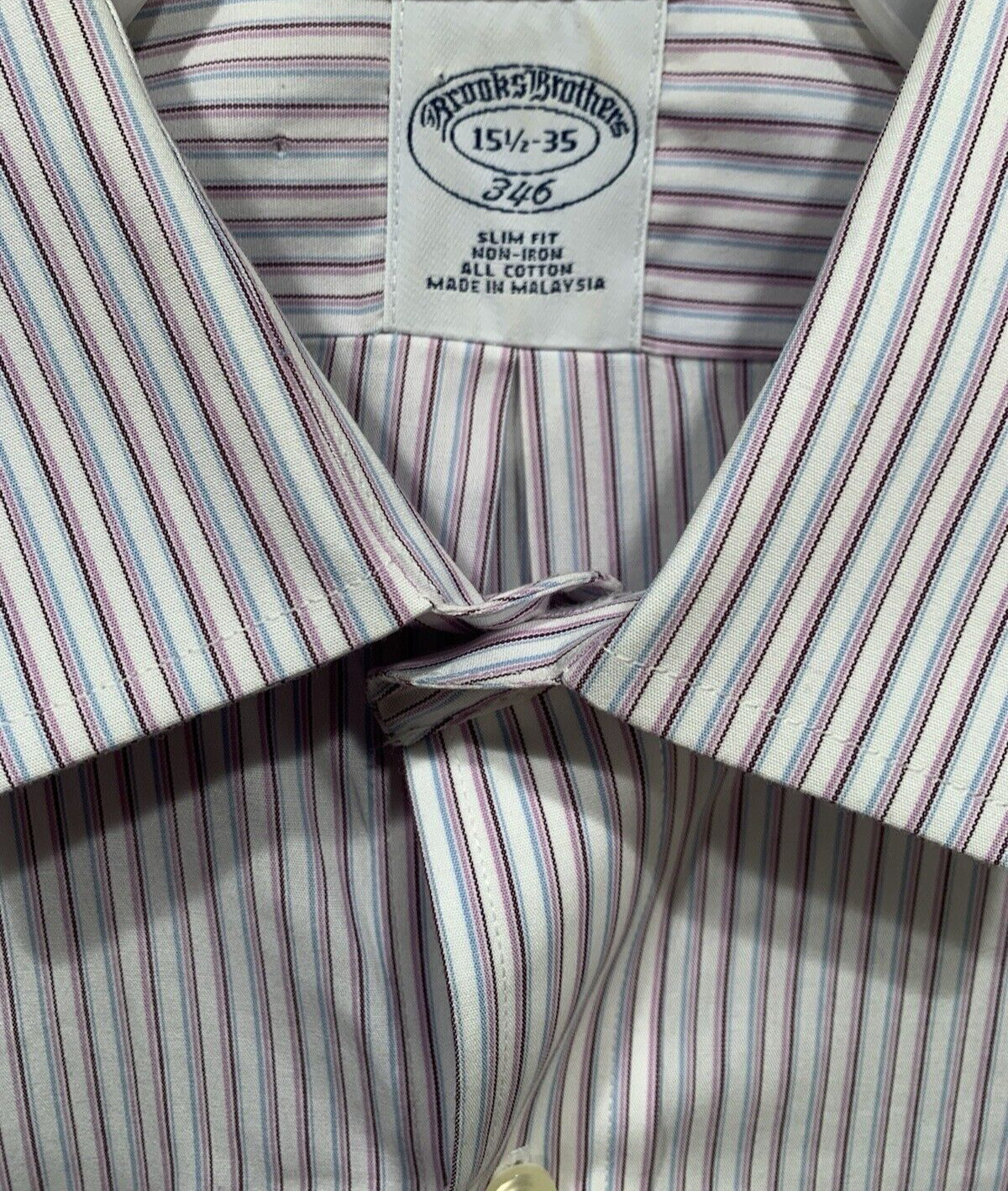 BROOKS BROTHERS Slim Fit 346 FRENCH CUFFS No Iron Cotton 15 1/2-35 EXCELLENT