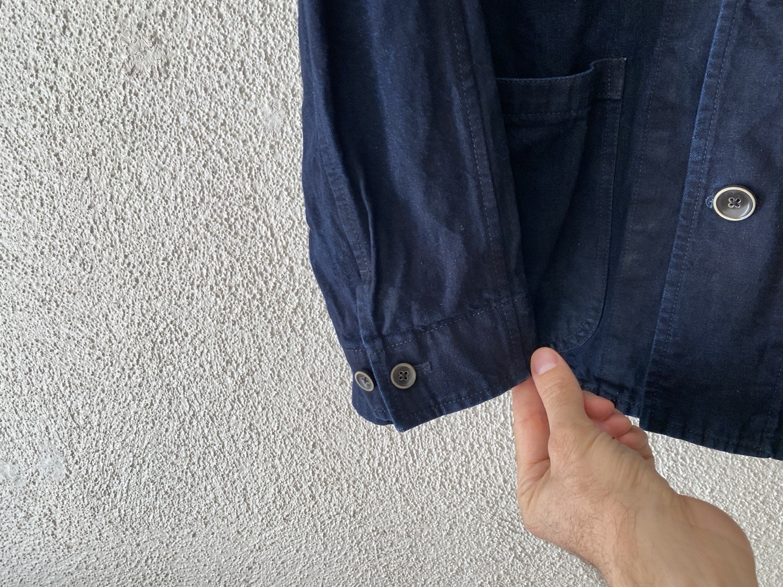 $437 CHIMALA Japan 10oz DARK WASH INDIGO DENIM RAILROAD JACKET S Chore Coat