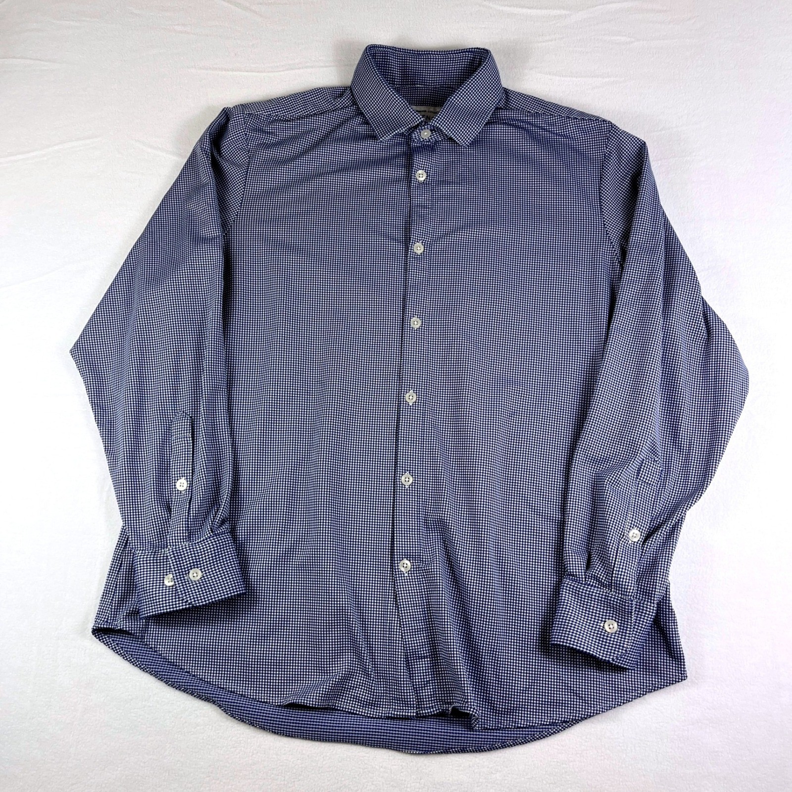 Mizzen+Main Spinnaker Collection Mens L Standard Gingham Dress Shirt Blue White