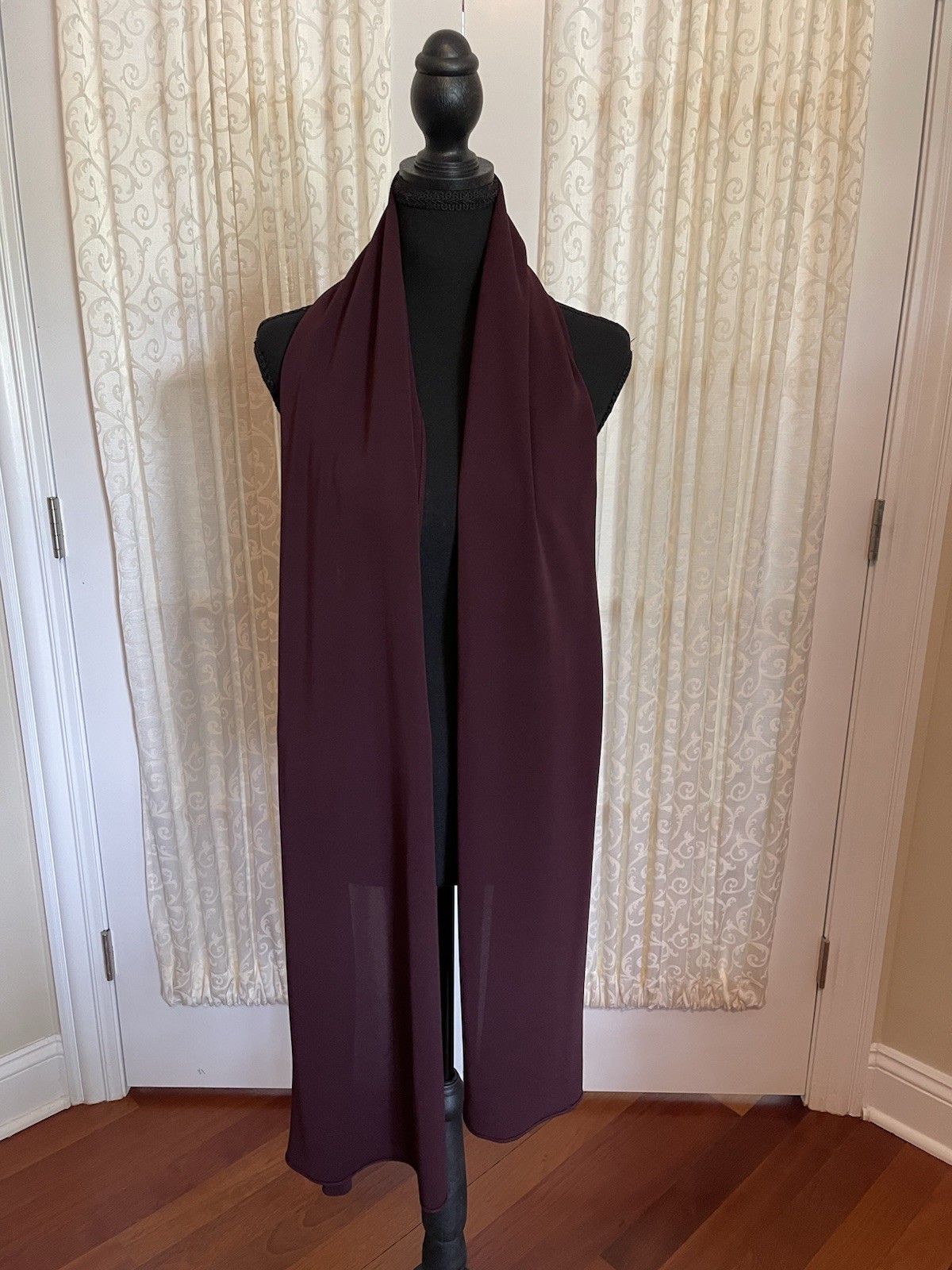 Andrea Polizzi For Rex Lester Maroon Rayon Scarf 22 X 78 Inches Vintage Wrap