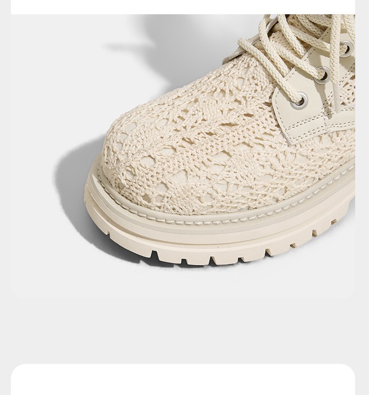Thick Soled Lace Woven Cool Boots Womens Summer Mesh Breathable Fashion Shoes