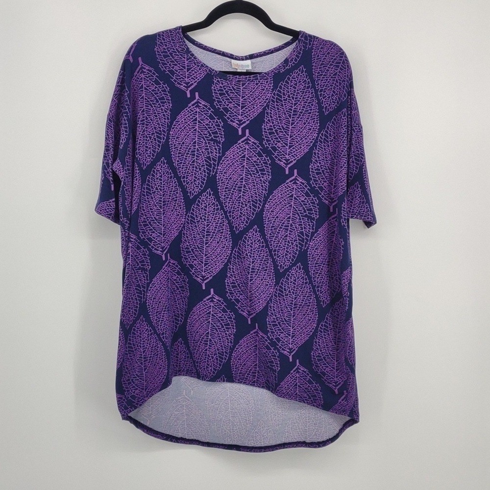 Lu La Roe Irma Tee navy with purple leaves leaf shirt