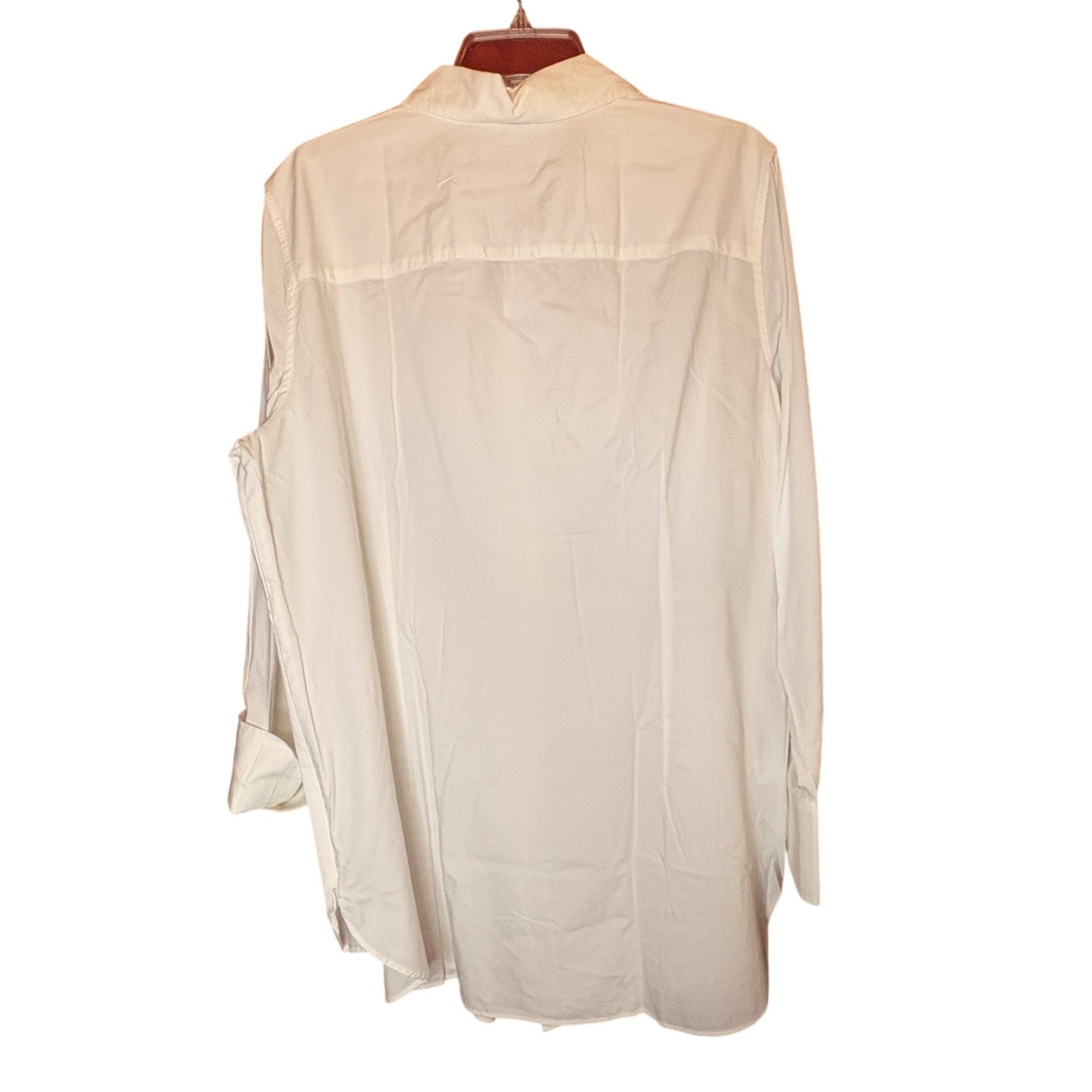 LOFT White Cotton Modal Side Zip Button Down Shirt Women Size 18