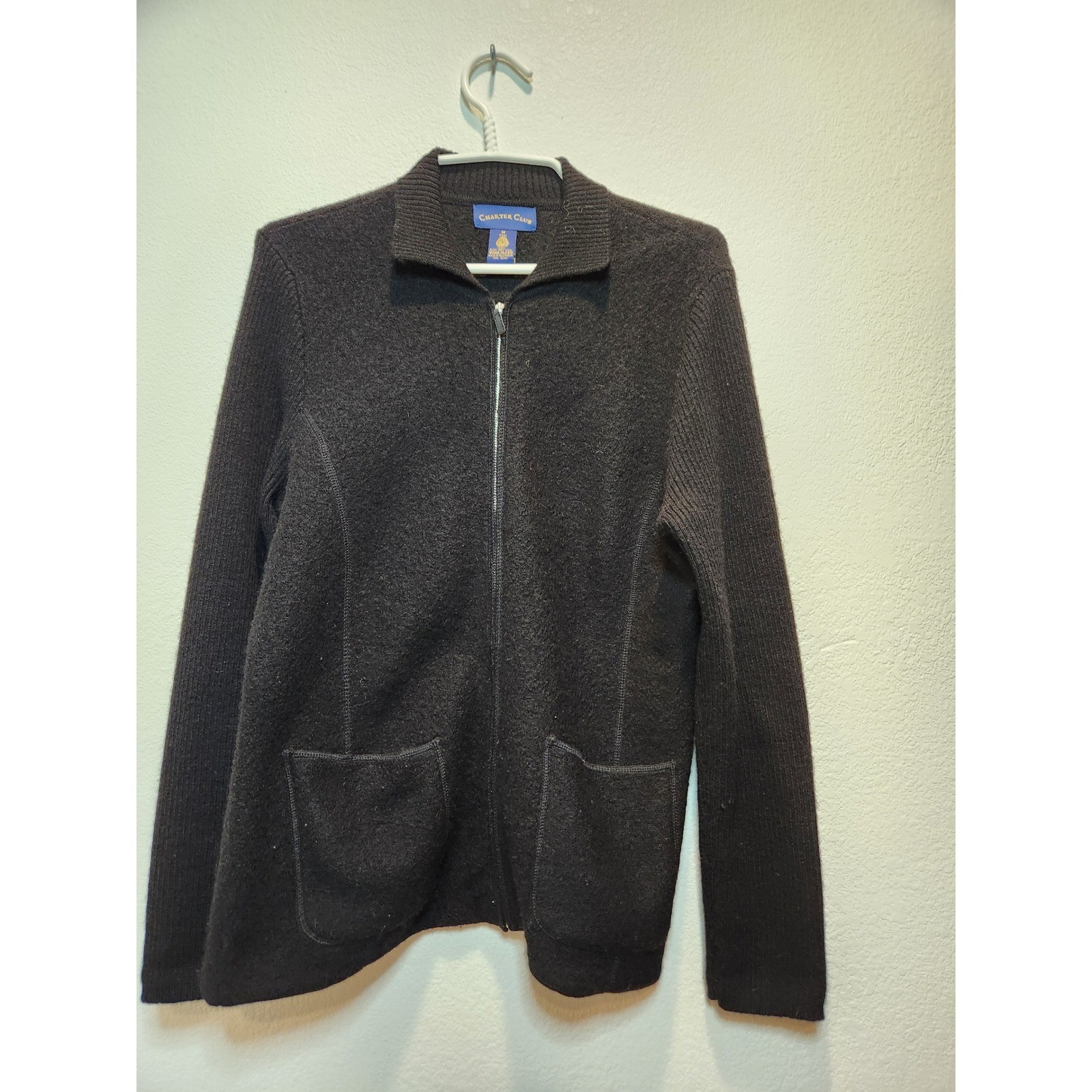 Charter Club 100% Wool Zip Sweater Jacket Womens Medium Woolmark Australia