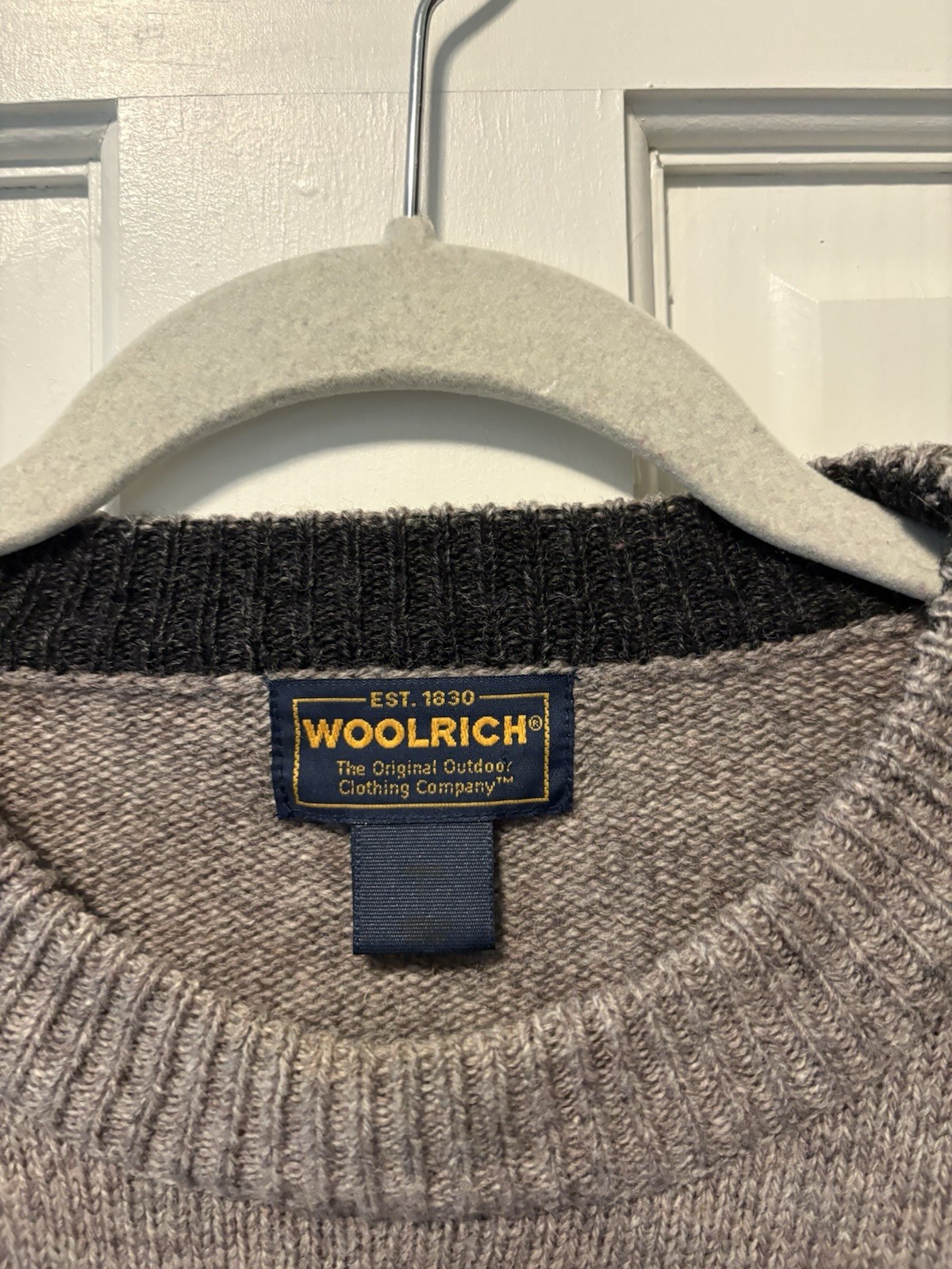 Woolrich Ash Heather Tan 100% Wool Crewneck Pullover Men’s Sweater Size L Large