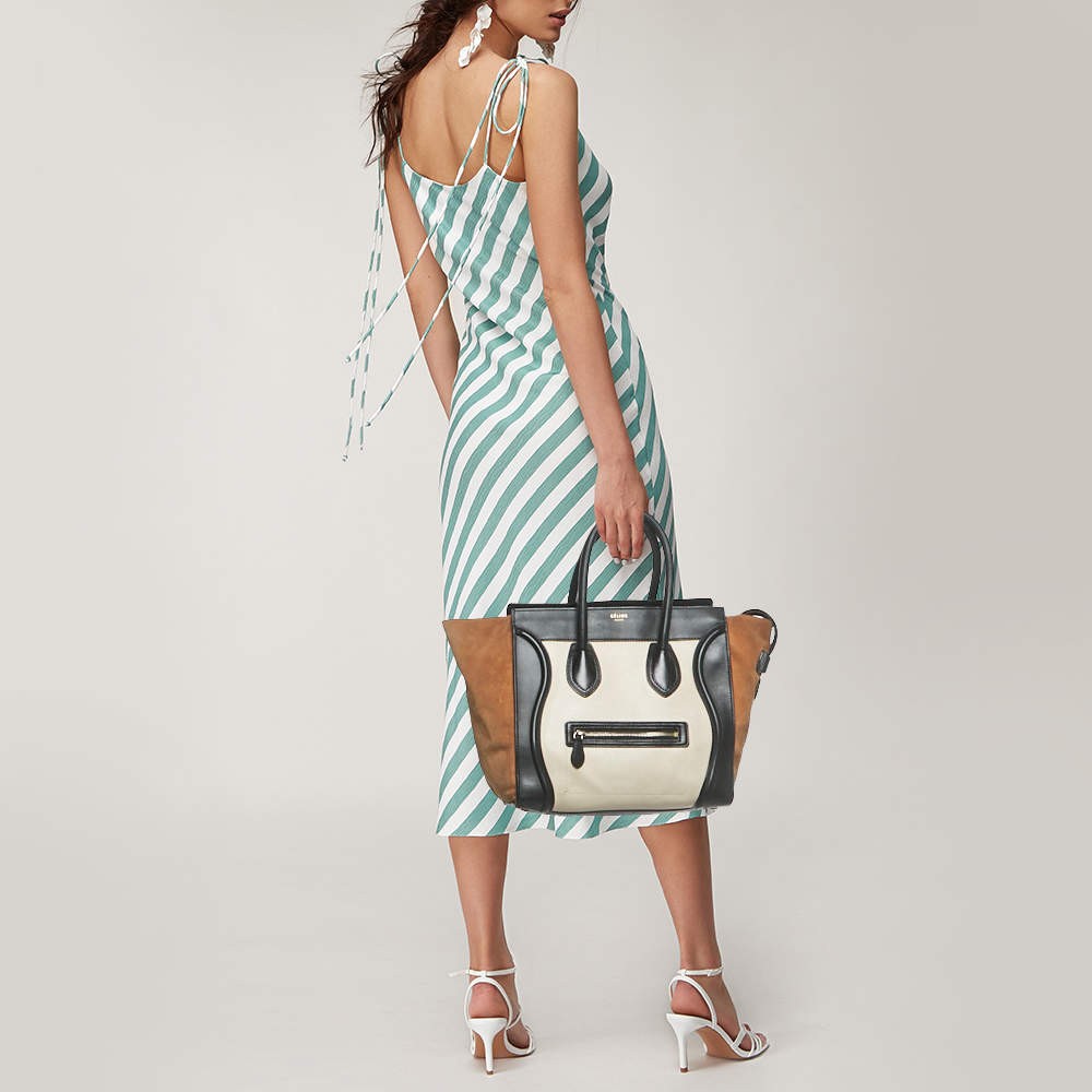 Celine Luggage Multicolor Leather and Suede Tote Bag
