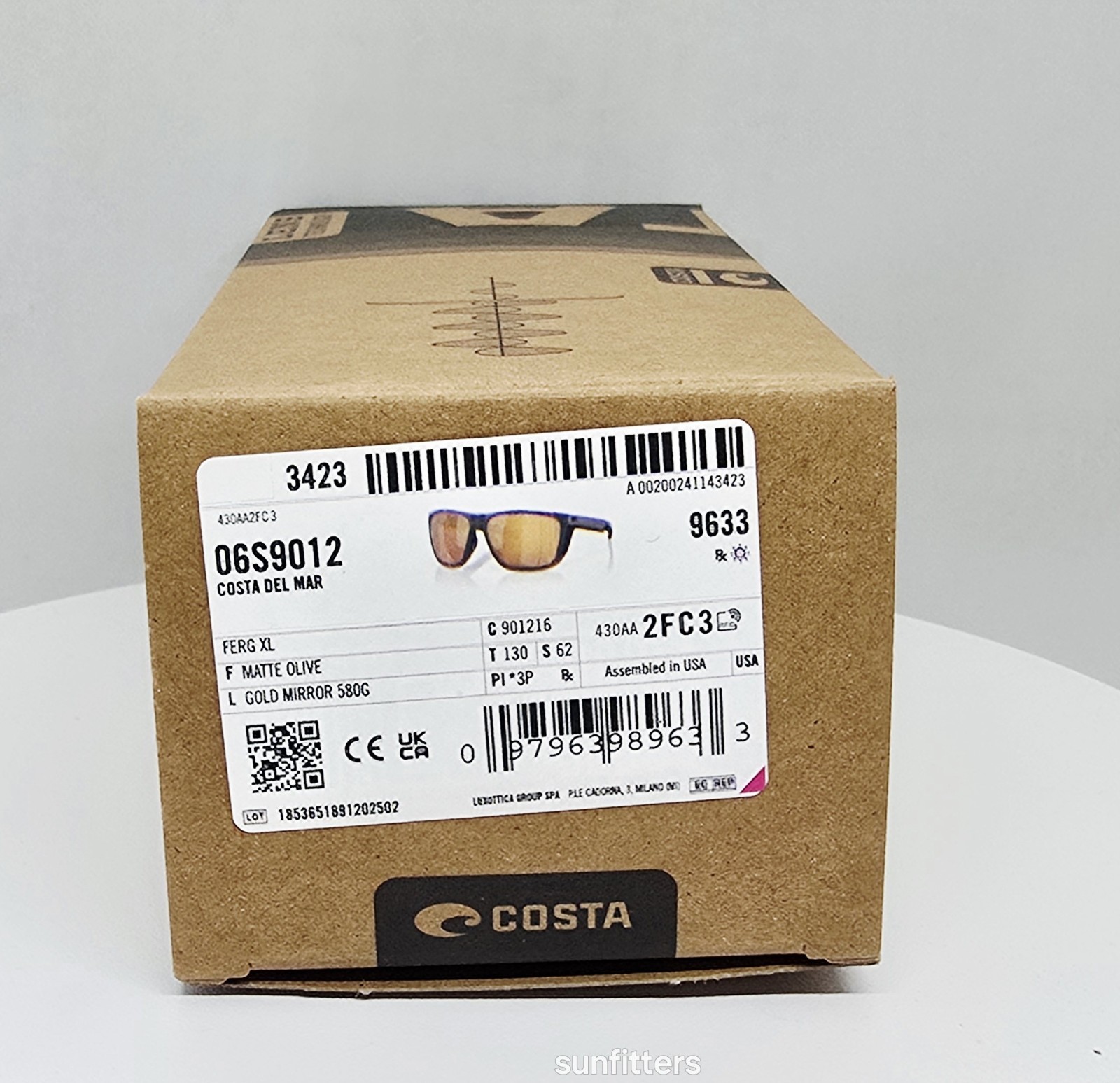 COSTA DEL MAR matte olive/gold mirror FERG XL polarized 580G sunglasses NEW!